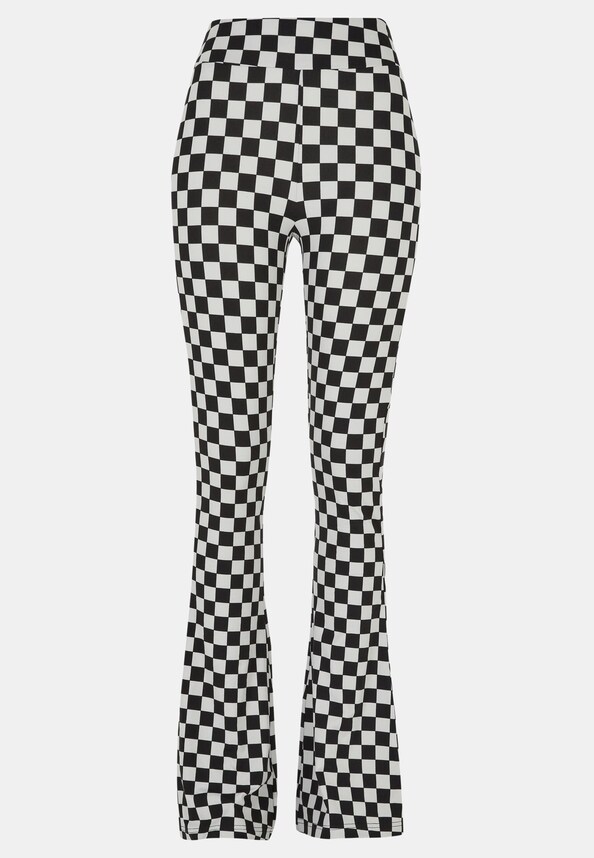 Ladies Checked Boot Cut Leggings-2