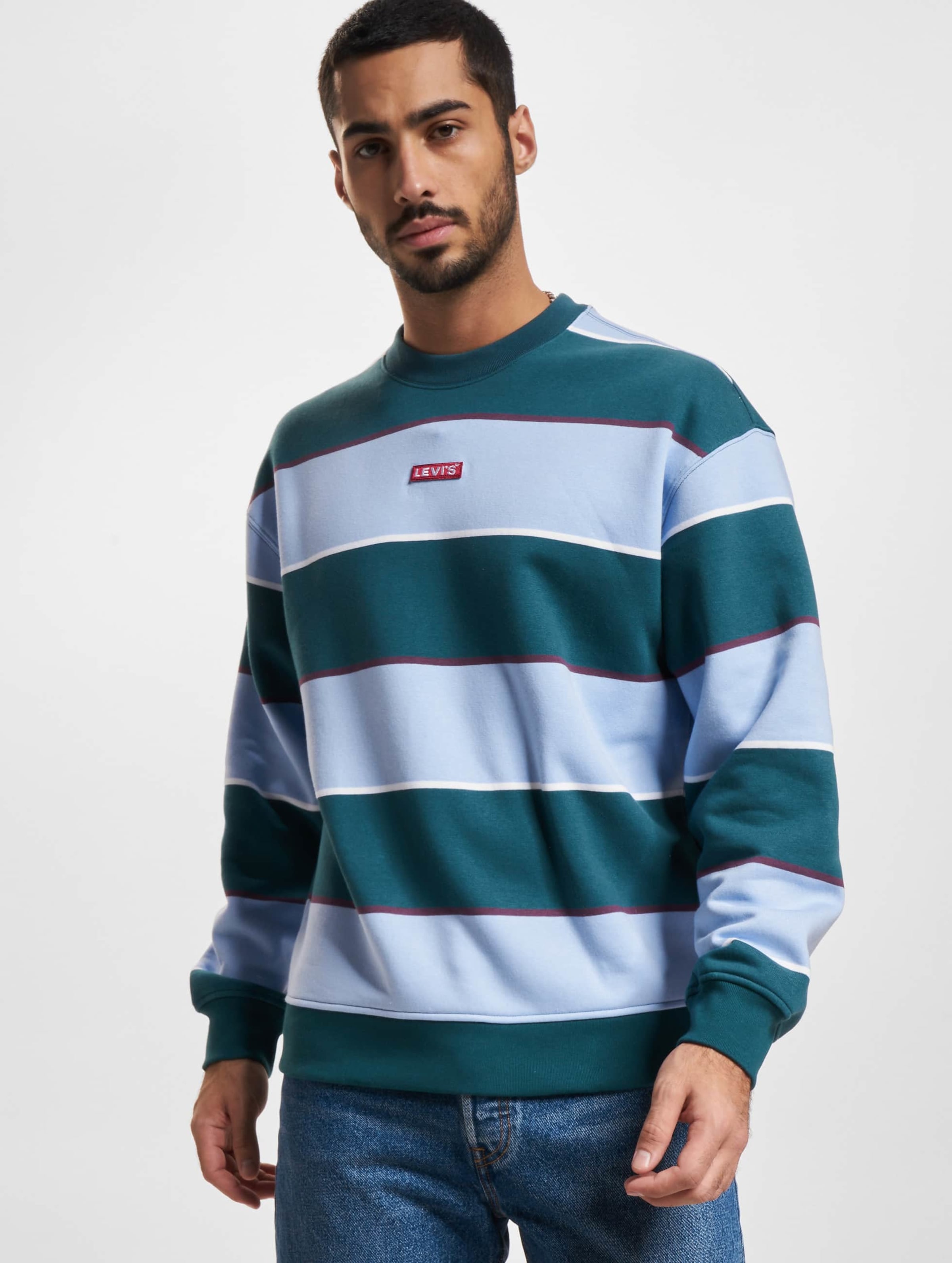 Levis blue and 2025 white striped sweatshirt