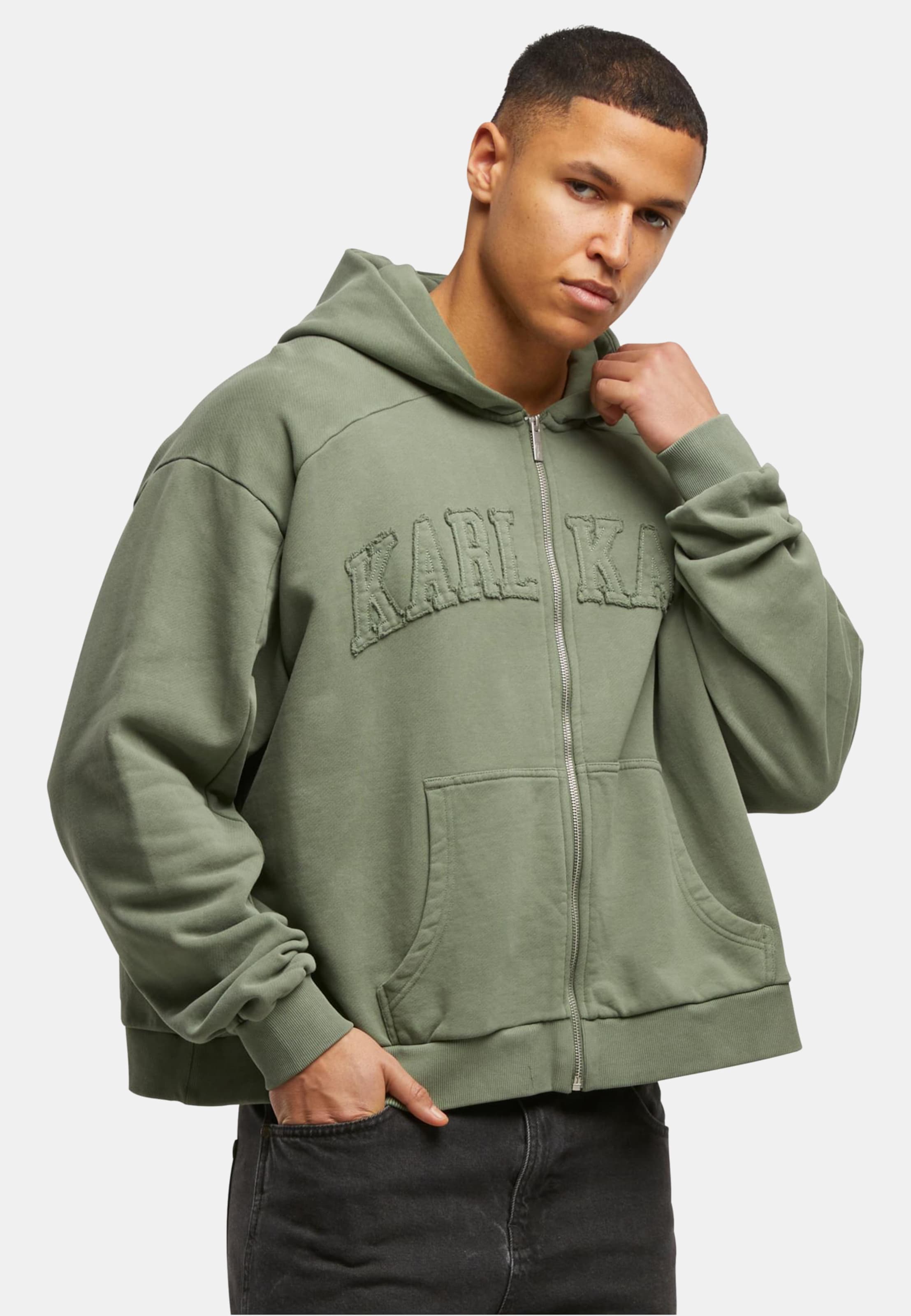 KARL KANI◆カールカナイ フーディ College Heavy Crop [Olive] Karl Kani College Heavy Crop | DEFSHOP | 153193