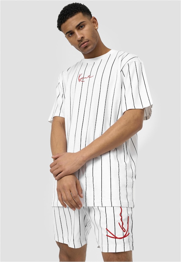KKMQ32041WHT Small Signature Pinstripe Tee-0