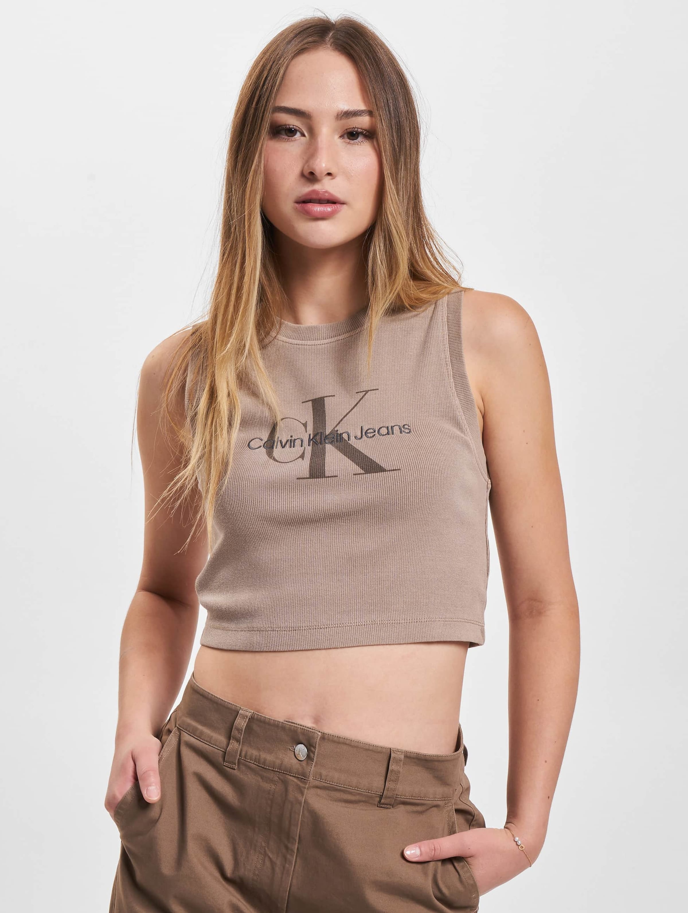 Calvin Klein Jeans Mineral Dye Rib Crop Top DEFSHOP 23138