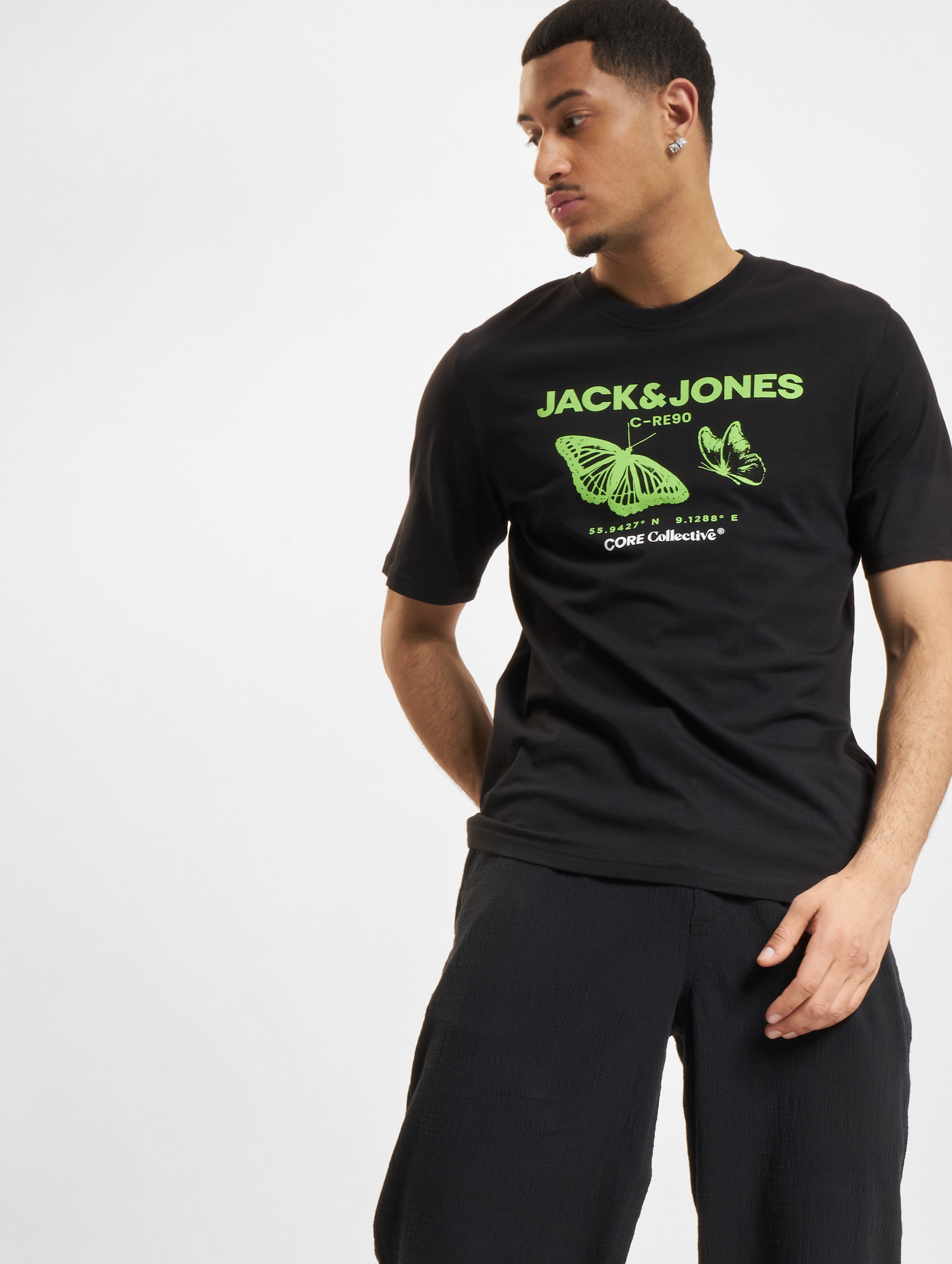 Jack & Jones Text Cotton Crew Neck T-Shirts Männer,Unisex op kleur zwart, Maat L