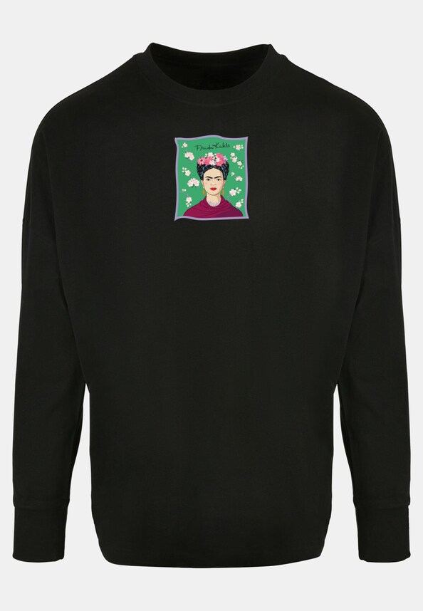 Ladies Frida Kahlo - Green Oversized Cut On Sleeve Longsleeve-0