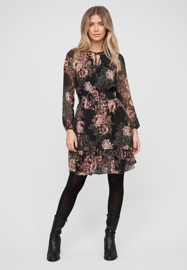 Longsleeve Dress with flower print-4