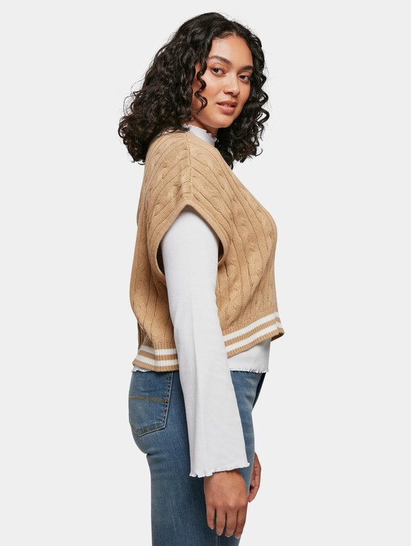 Ladies Cropped Knit College Slipover-4