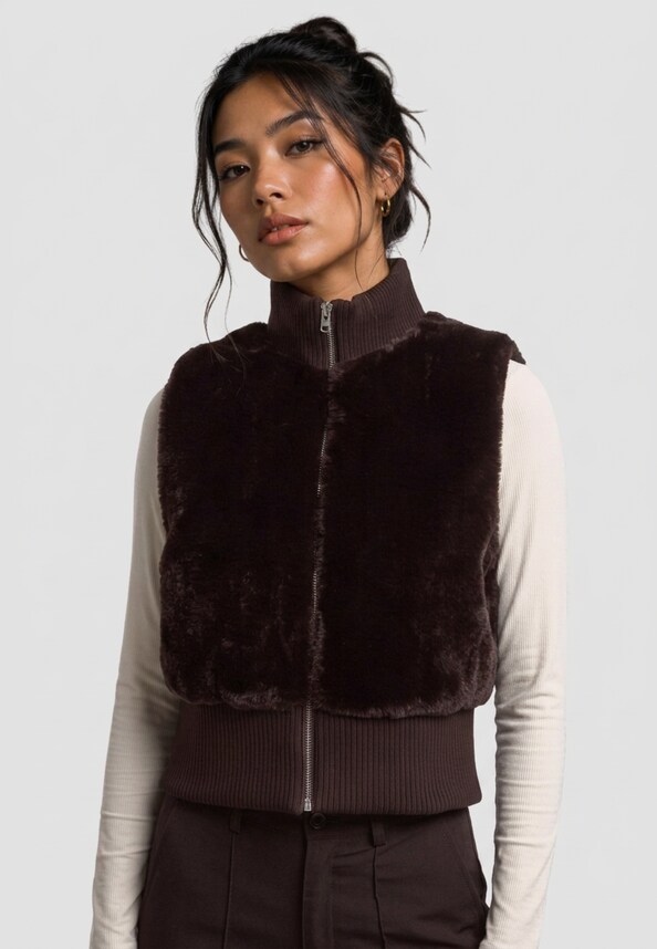 Ladies Cropped Faux Fur -0
