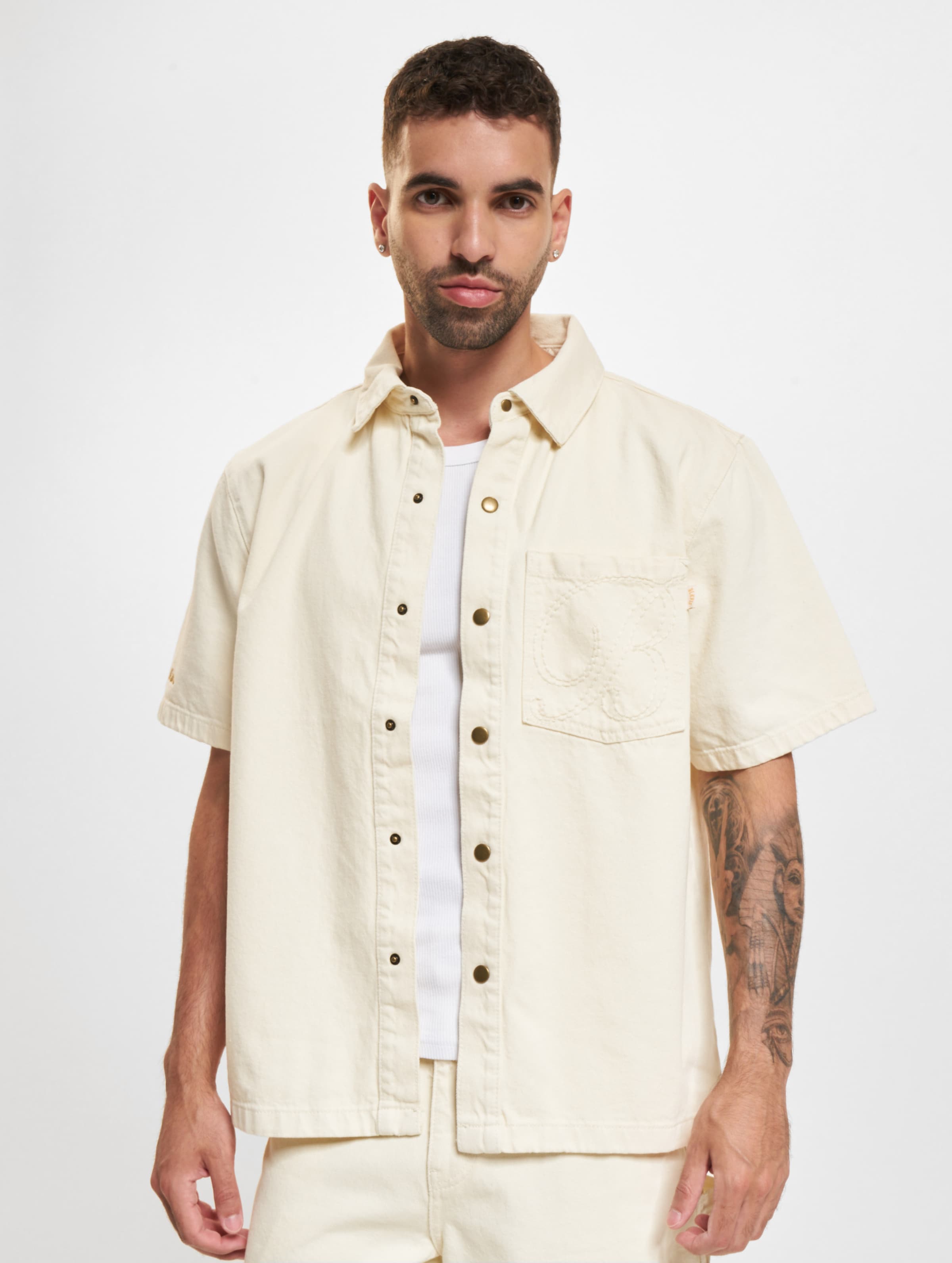 BLKVIS Denim Shortsleeve Shirt Männer,Unisex op kleur beige, Maat XL