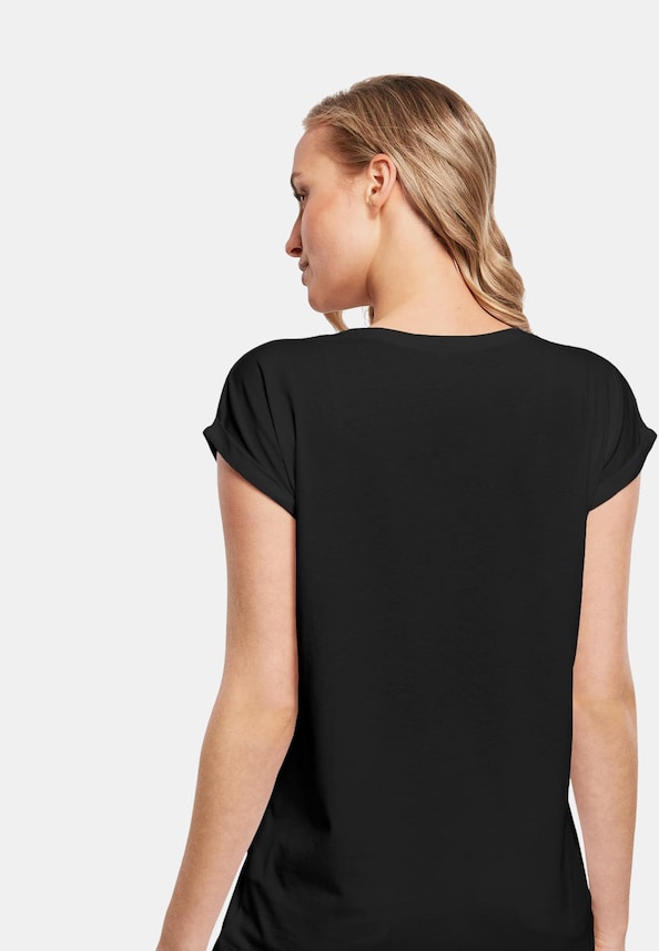 Ladies Peace - Double Peace Black  Extended Shoulder T-Shirt-1