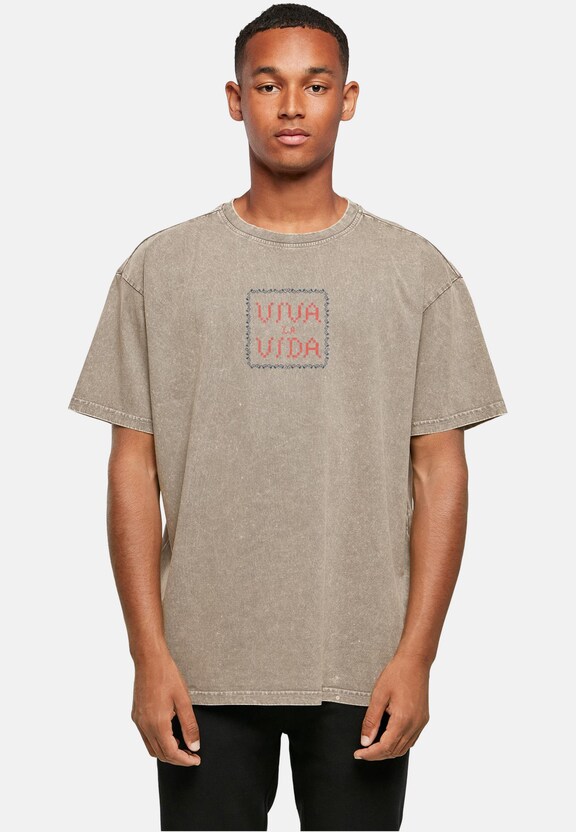 Frida Kahlo - Pixels viva la vida Acid Washed Heavy Oversize-0