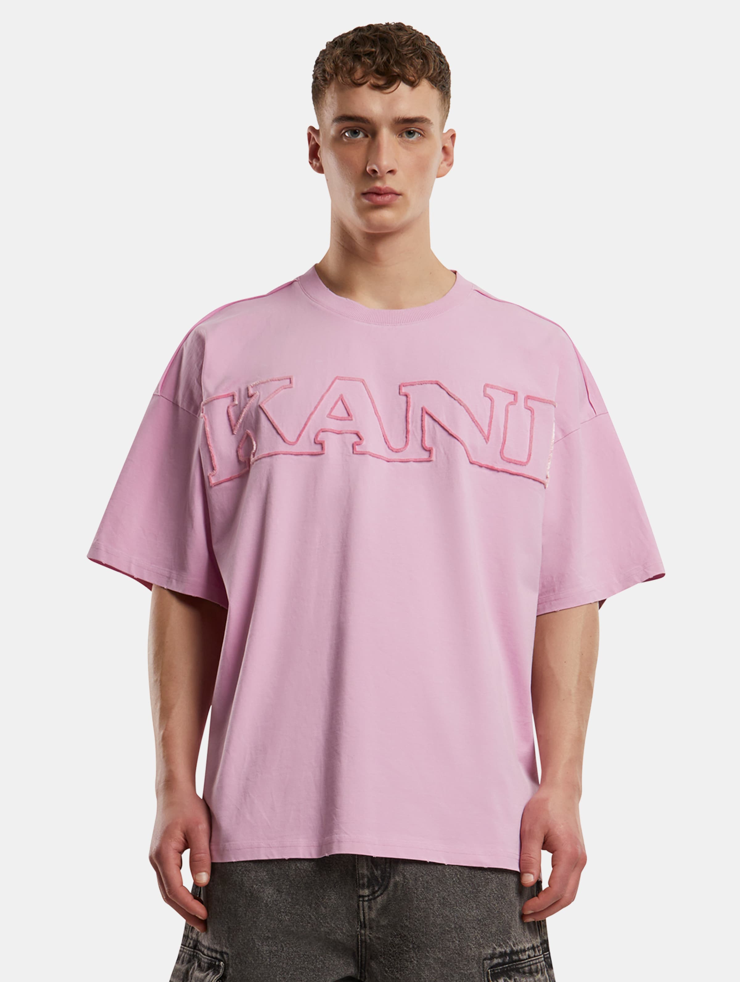 Karl Kani Retro Washed Distressed Boxy T-Shirt op kleur roze, Maat S