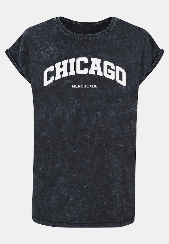 Ladies Chicago Wording - Acid Washed-0