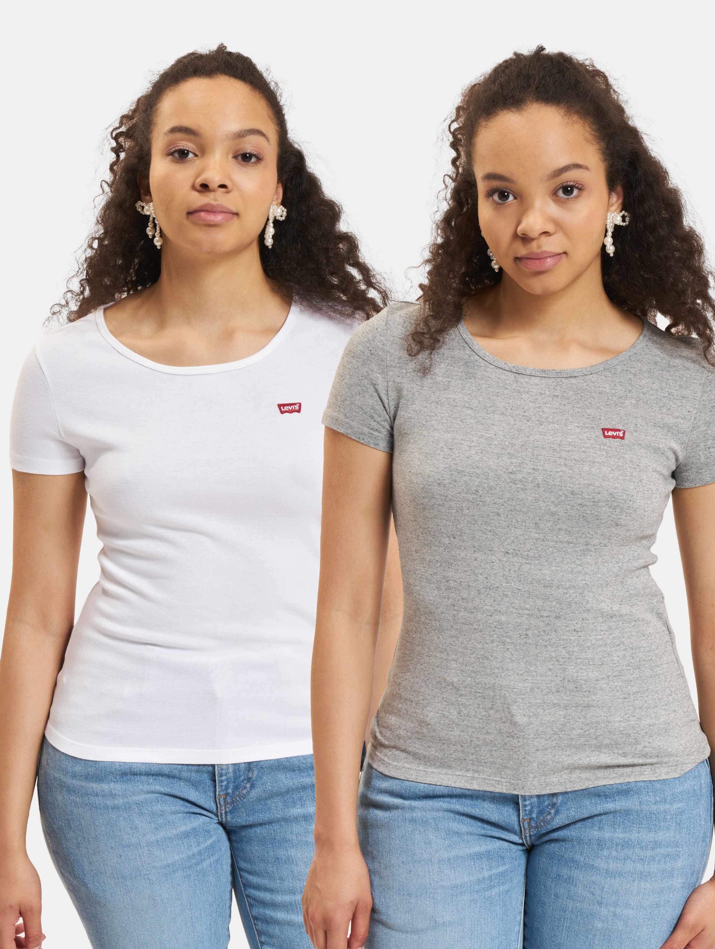 Levi's Levis 2-Pack T-Shirt Frauen,Unisex op kleur grijs, Maat XS