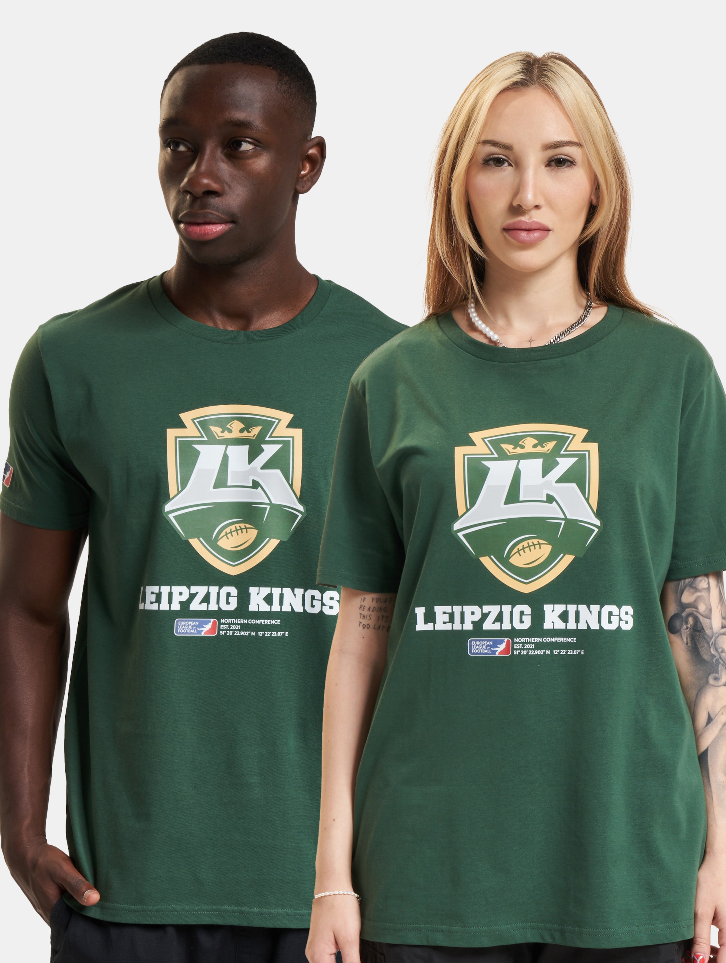 European League Of Football ELF Leipzig Kings DNA T-Shirt op kleur groen, Maat L