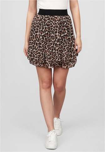 Cloud5ive Damen Stufenrock mit Leo Print und 2-lagigem Stoff