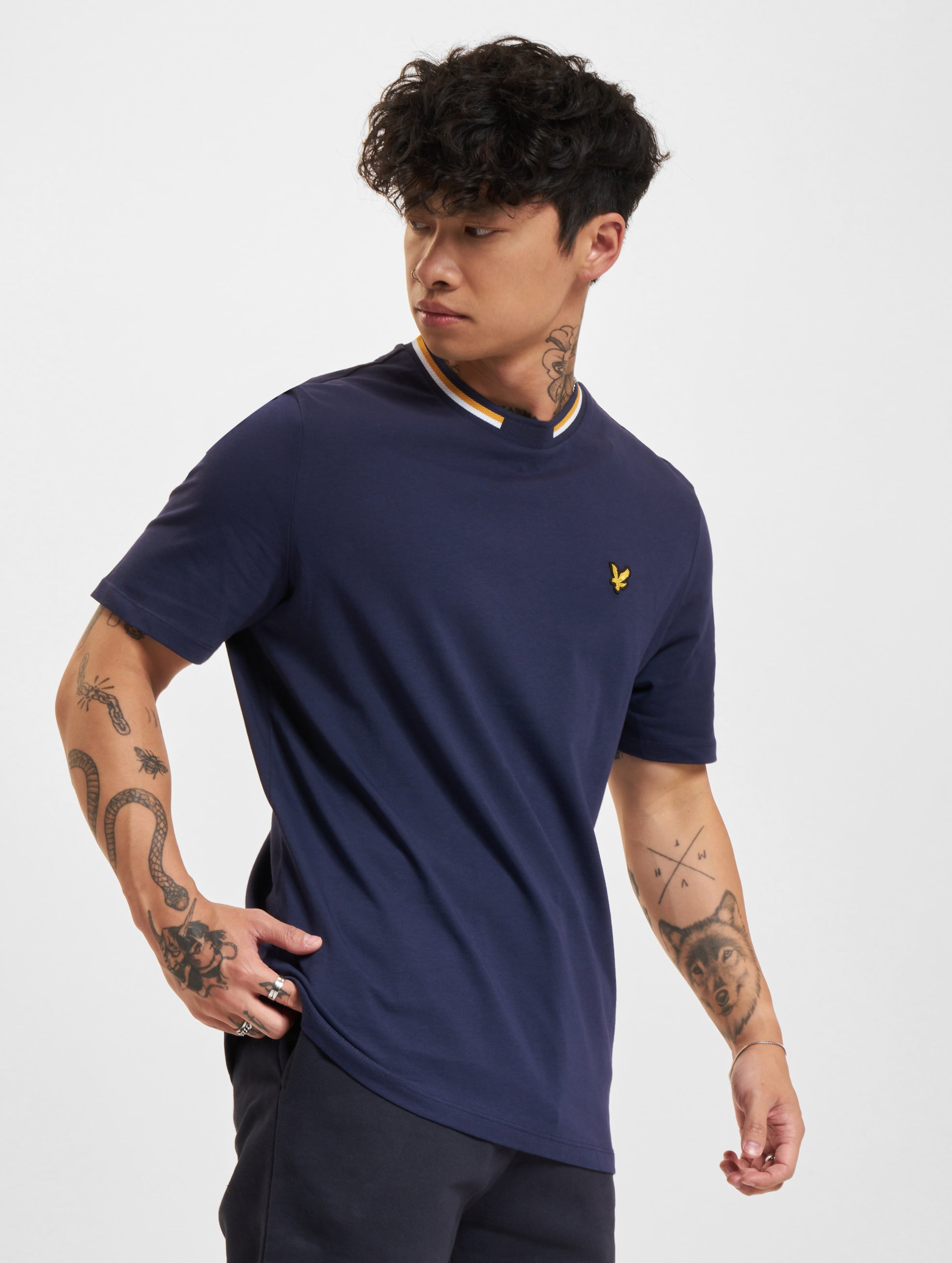 Lyle & Scott Double Tipped T-Shirt Männer,Unisex op kleur blauw, Maat S