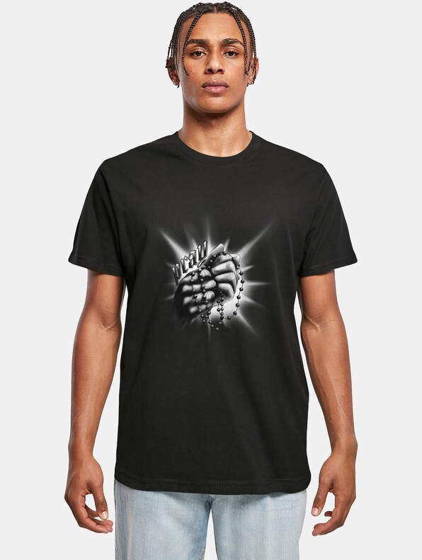 Mister Tee Praying Hands Rosary T-Shirts-0