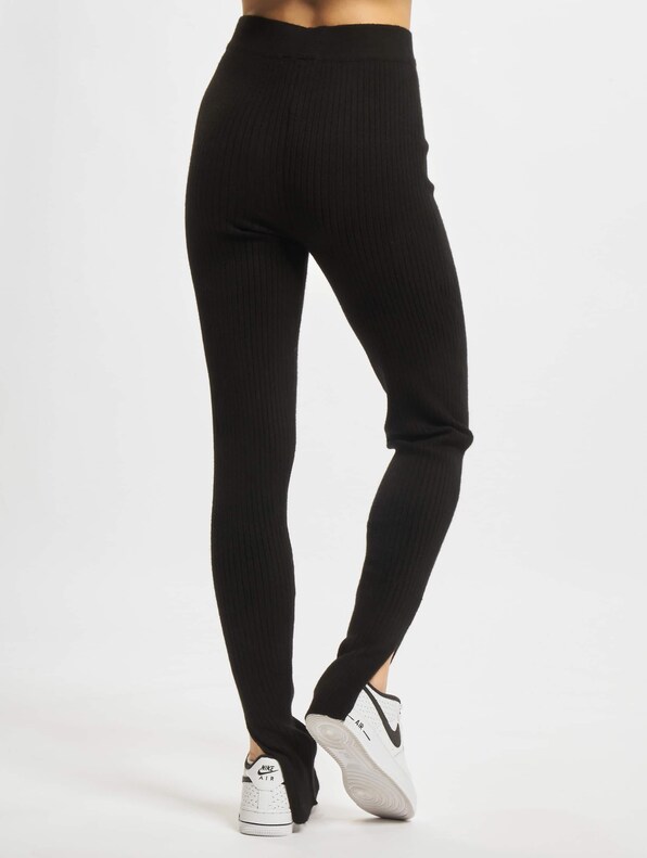 Retro Slit Rib Leggings black-1