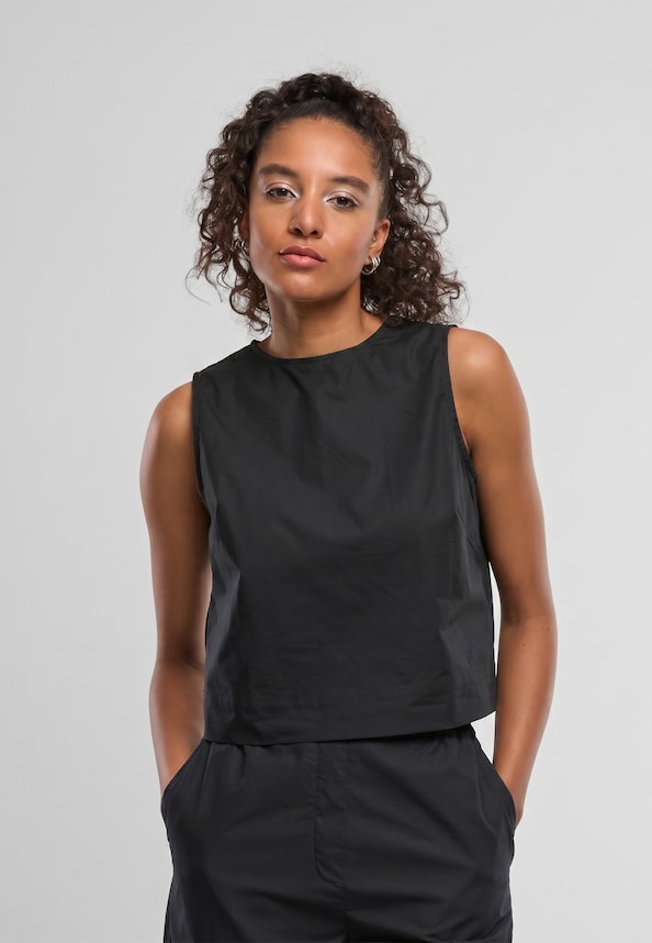 Ladies Popeline Cropped Top-0
