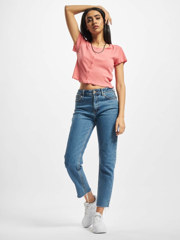 Ladies Cropped Button Up Rib-5