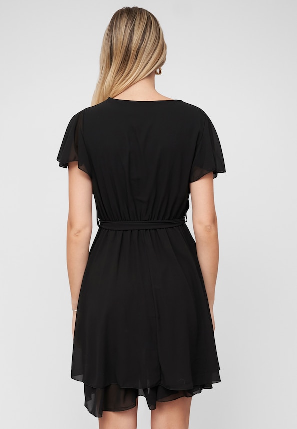 Chiffon Wrap-Dress with tie belt-1