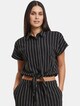 Ladies Structured Striped Tied -0