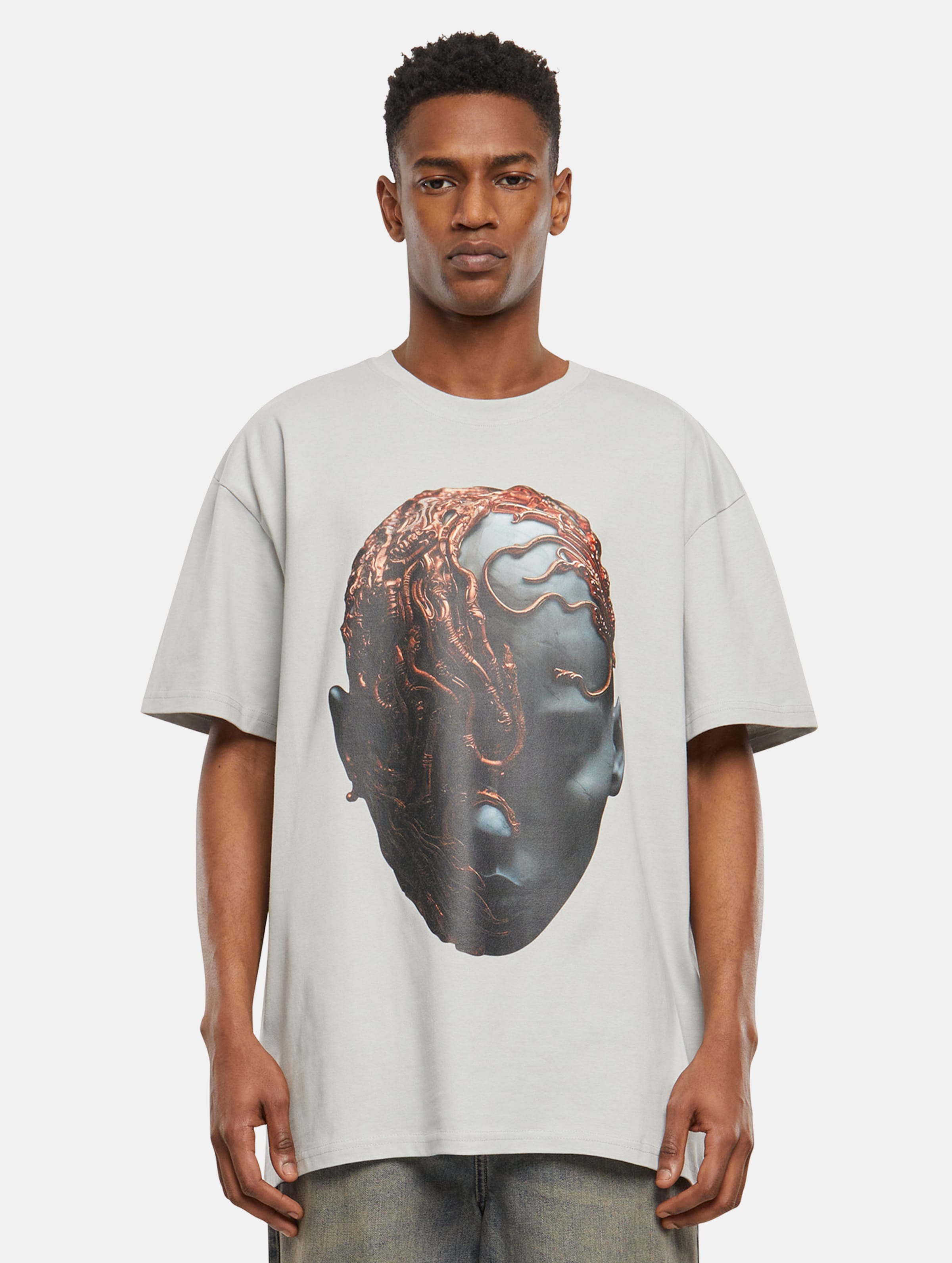 Forgotten Faces Willowy Face Oversize T-Shirts Männer,Unisex op kleur grijs, Maat XXL
