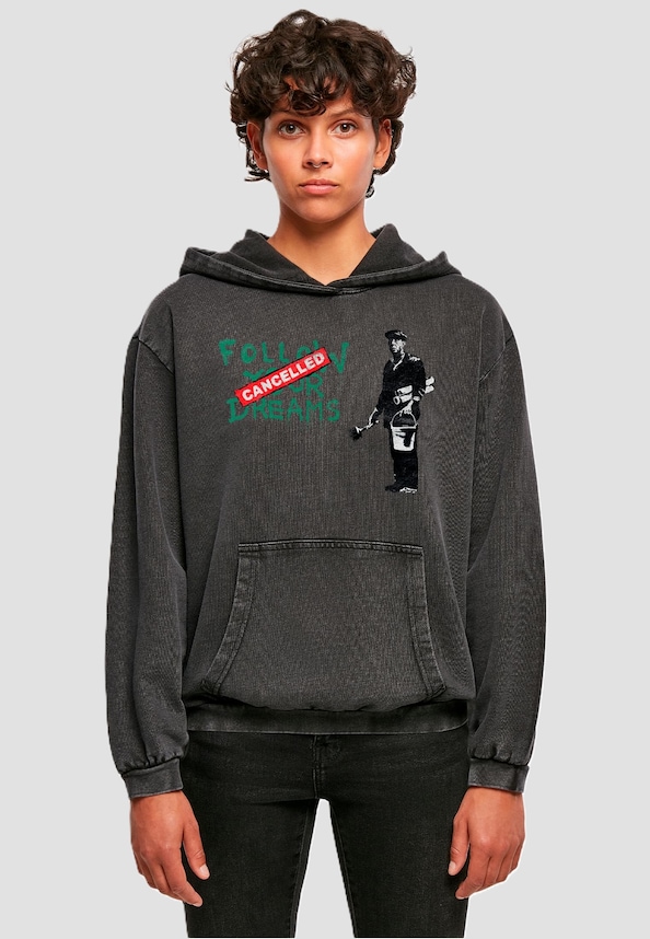 Ladies Brandalised - Follow Your Dreams Acid Washed Oversize Hoody-0