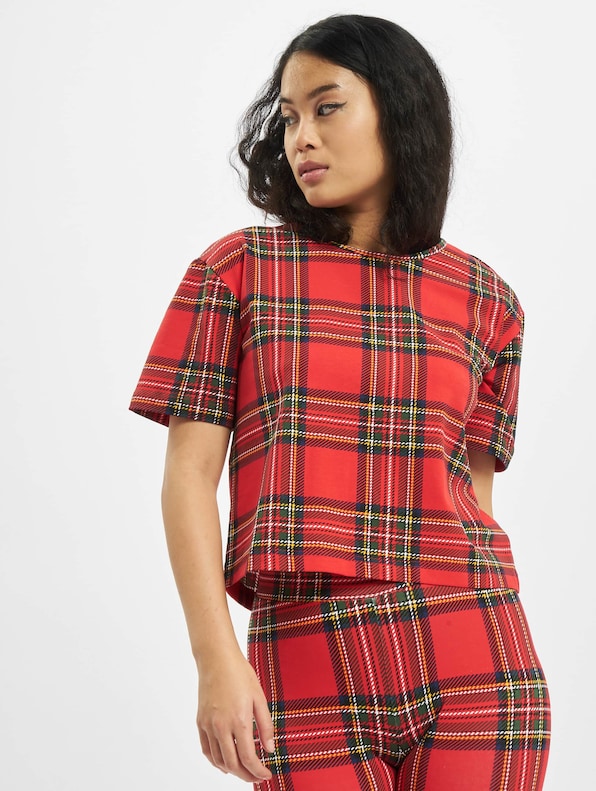 Ladies AOP Tartan Short Oversized Tee-0