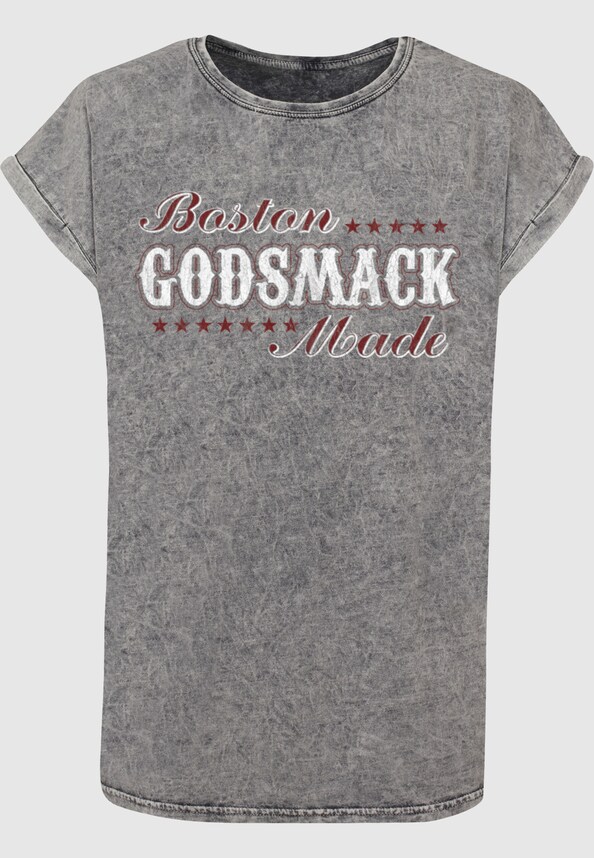Ladies Godsmack - Boston Made Acid Washed T-Shirt-2