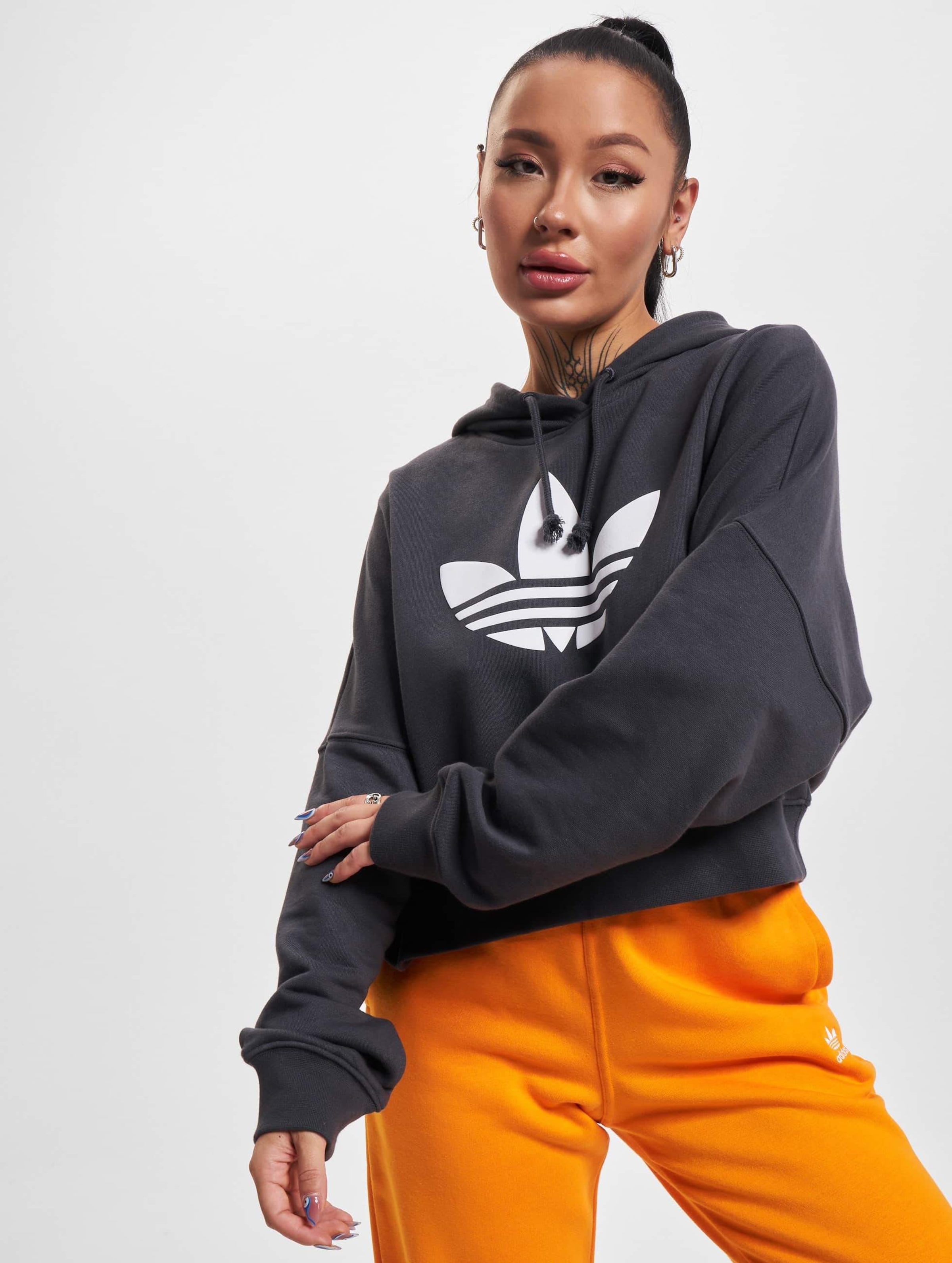 Adidas cropped hot sale trefoil hoodie