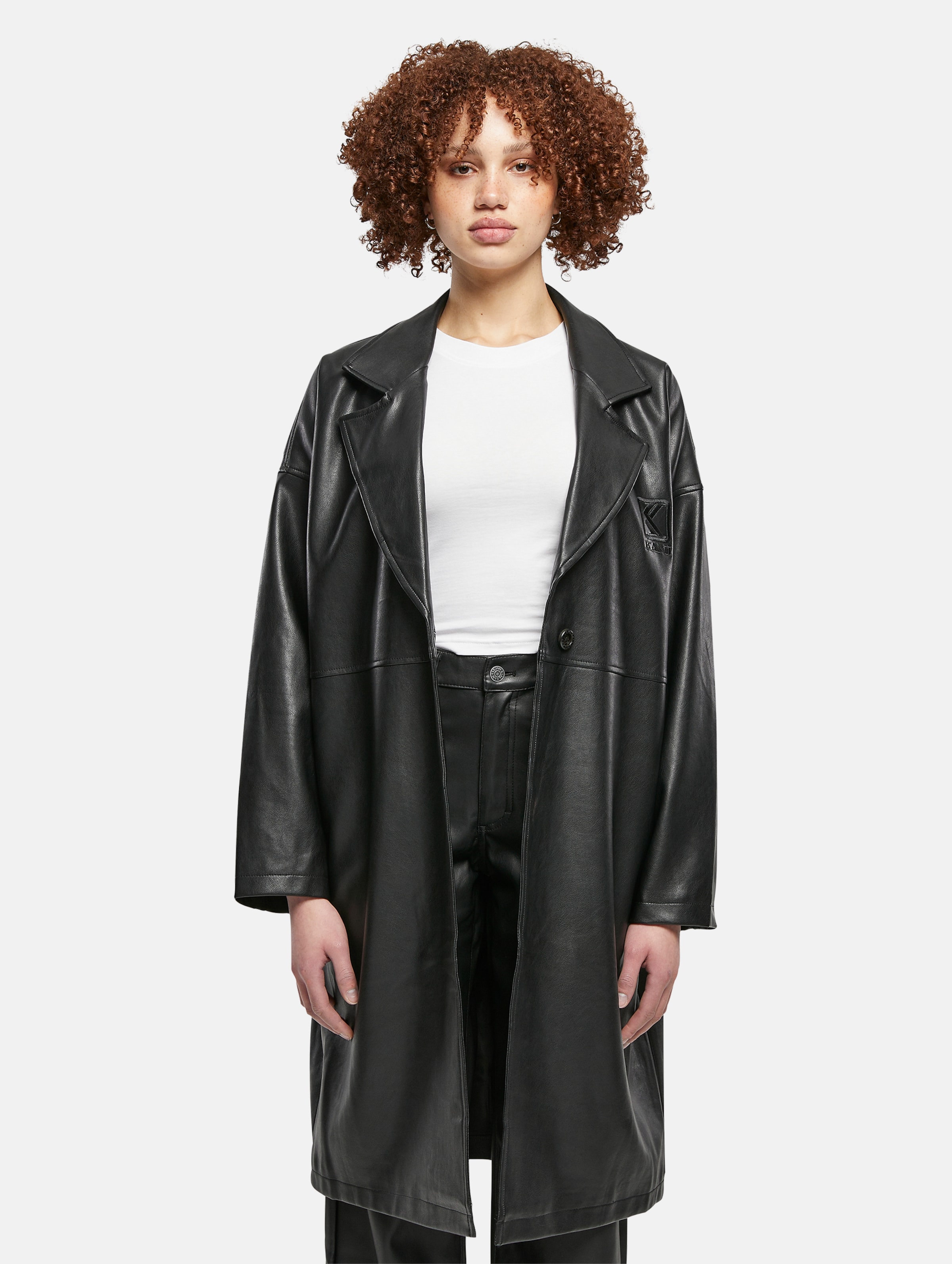 Karl Kani OG Block PU Long Coat Vrouwen op kleur zwart, Maat XL