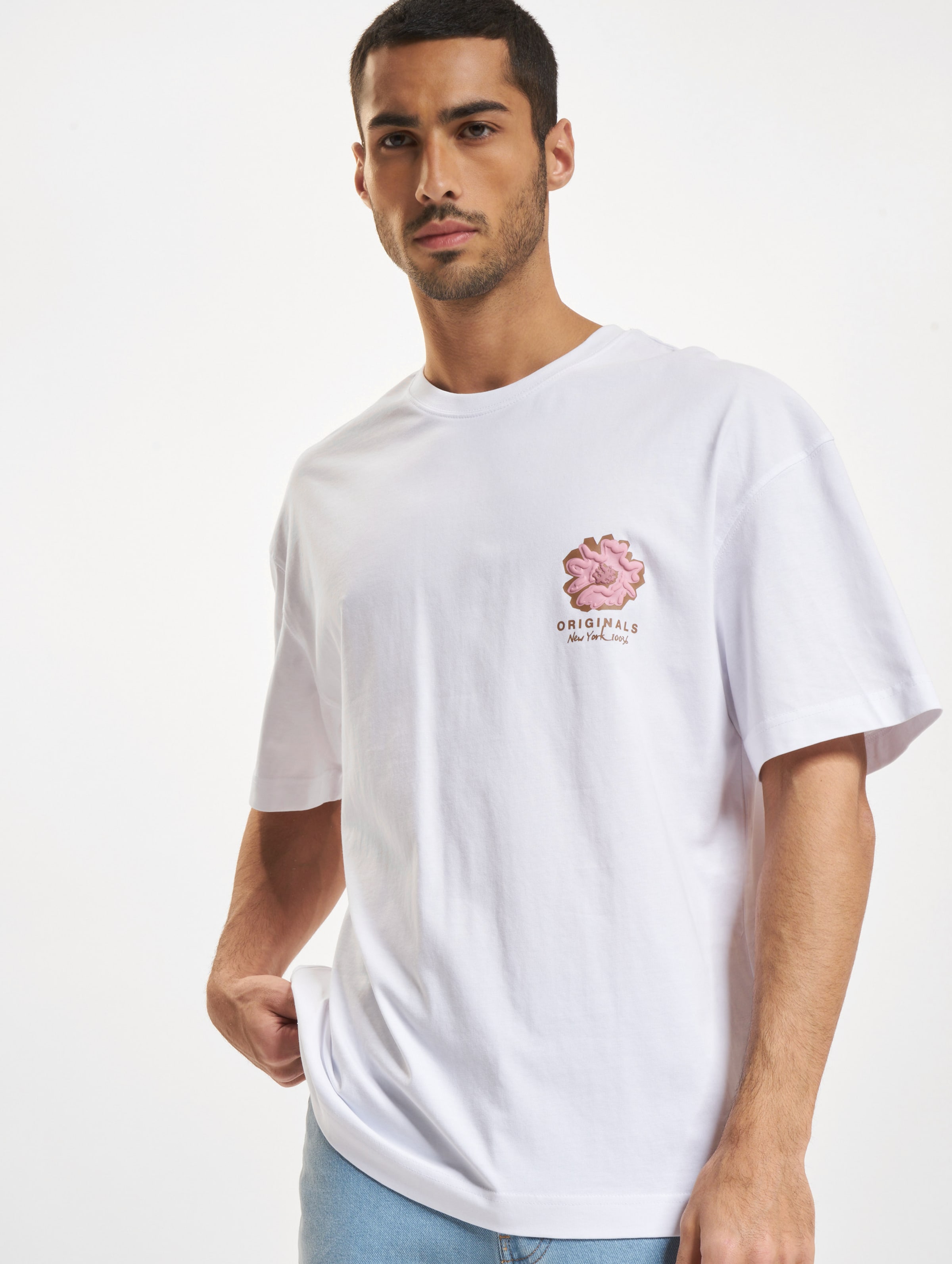 Jack & Jones T-shirt Joreaster Activity Tee Ss Crew Neck 12251966 Bright White/flower Mannen Maat - XL