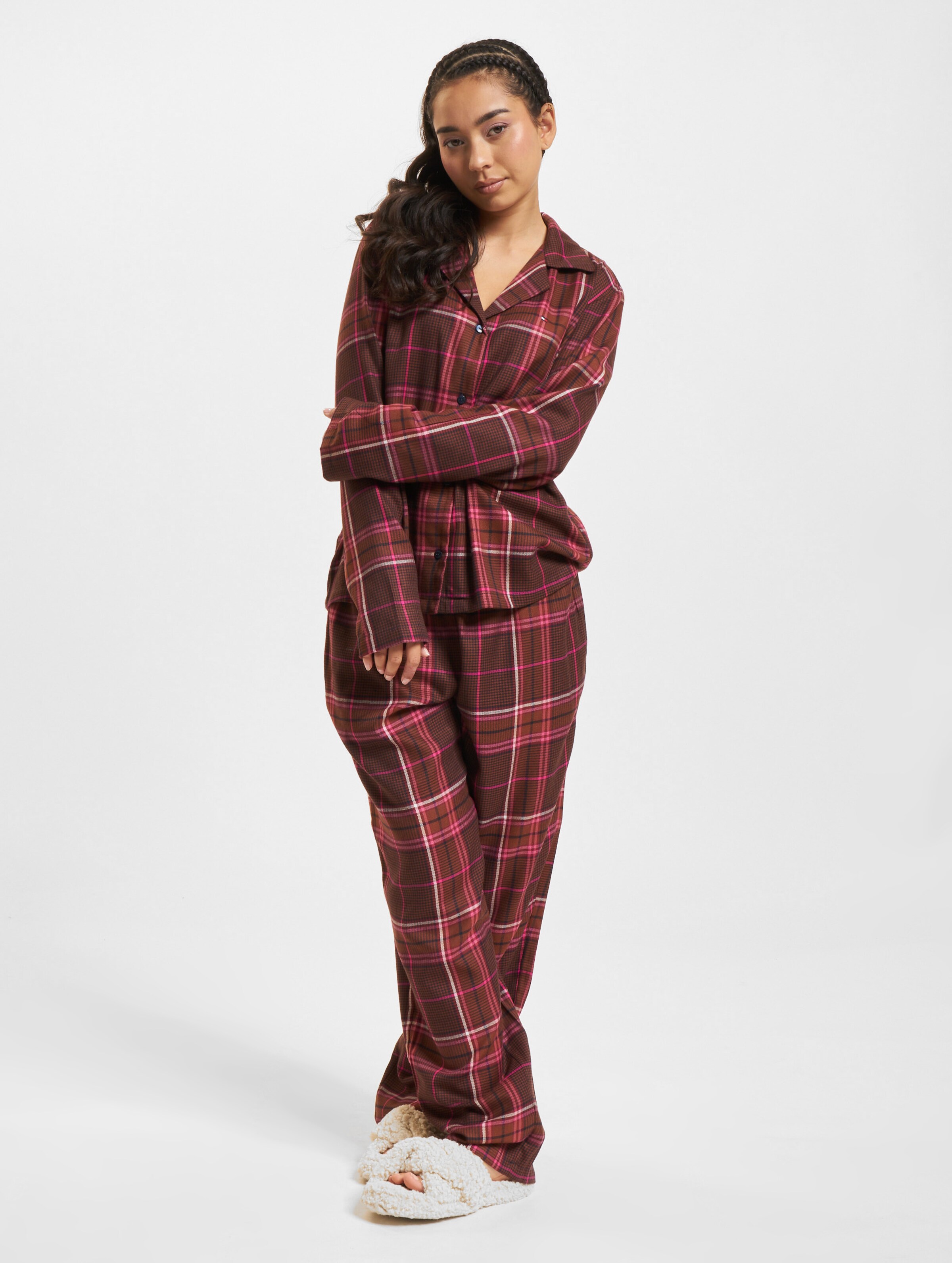 Tommy Hilfiger Full Flannel Pj Set op kleur rood, Maat S