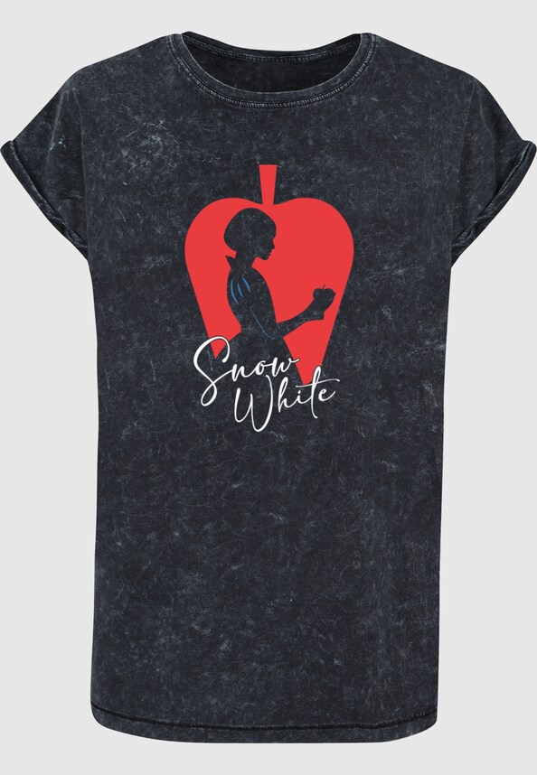 Ladies Snow White - Apple Silhouette Acid Washed T-Shirt-4