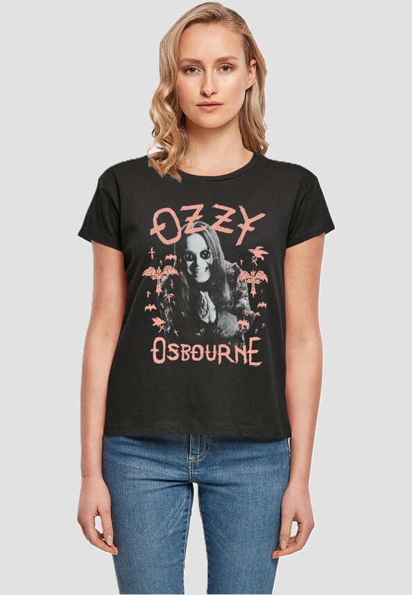 Ladies Ozzy Osbourne - Pink Bat Box Tee-0