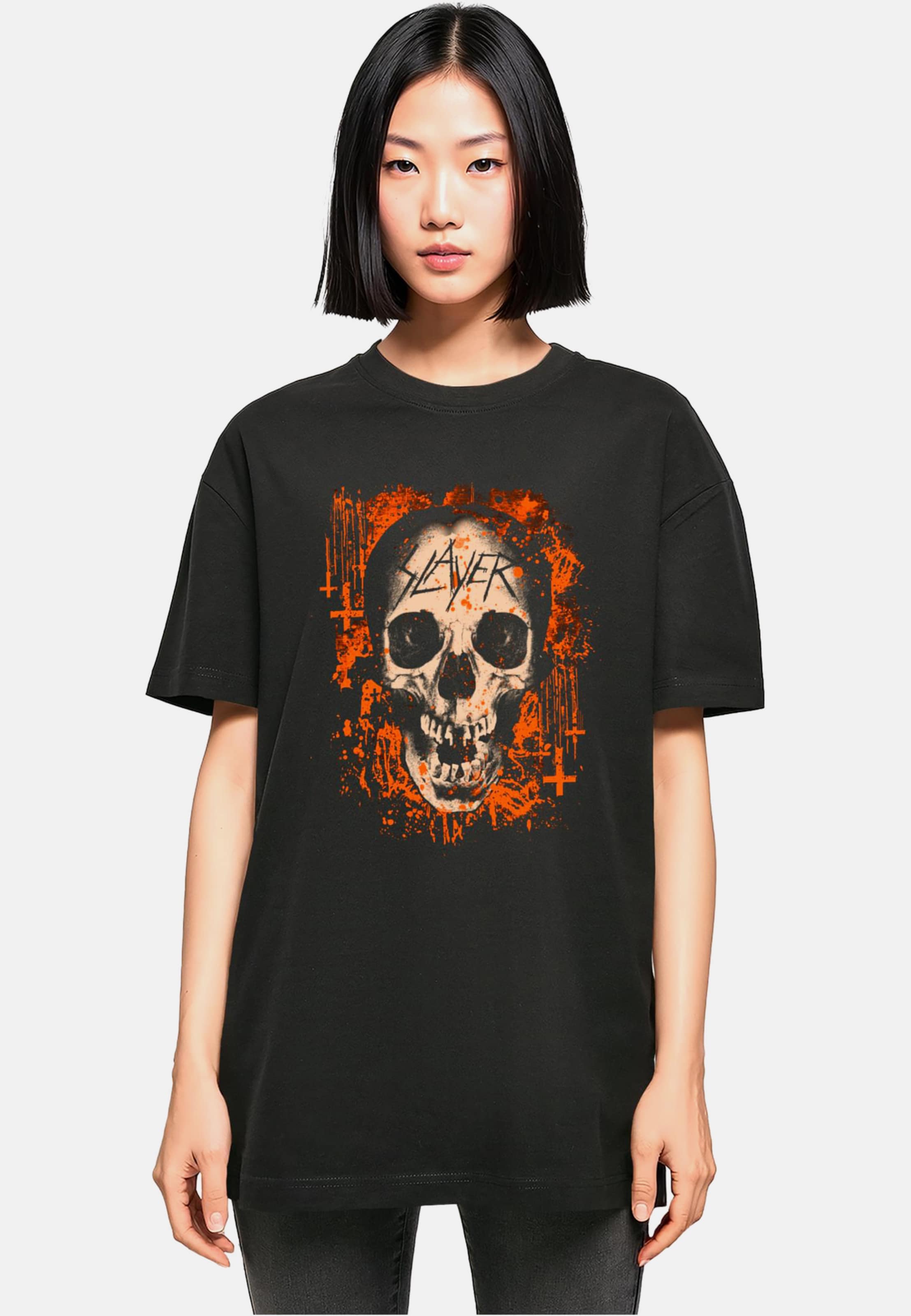 Merchcode Ladies Slayer - Halloween Skulls Oversized Boyfriend Tee