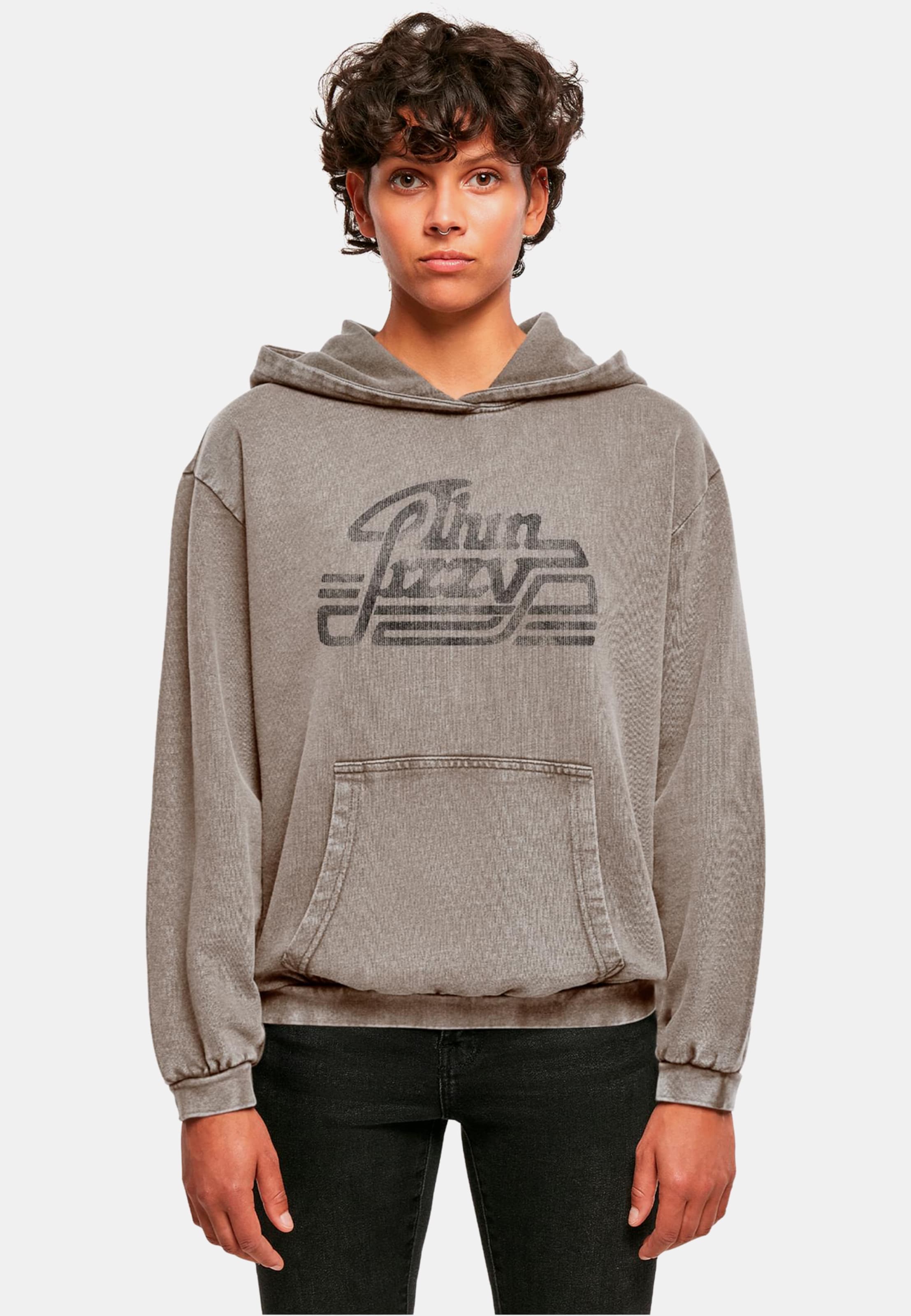 Merchcode Ladies Thin Lizzy - Logo Rocker Acid Washed Oversize Hoody