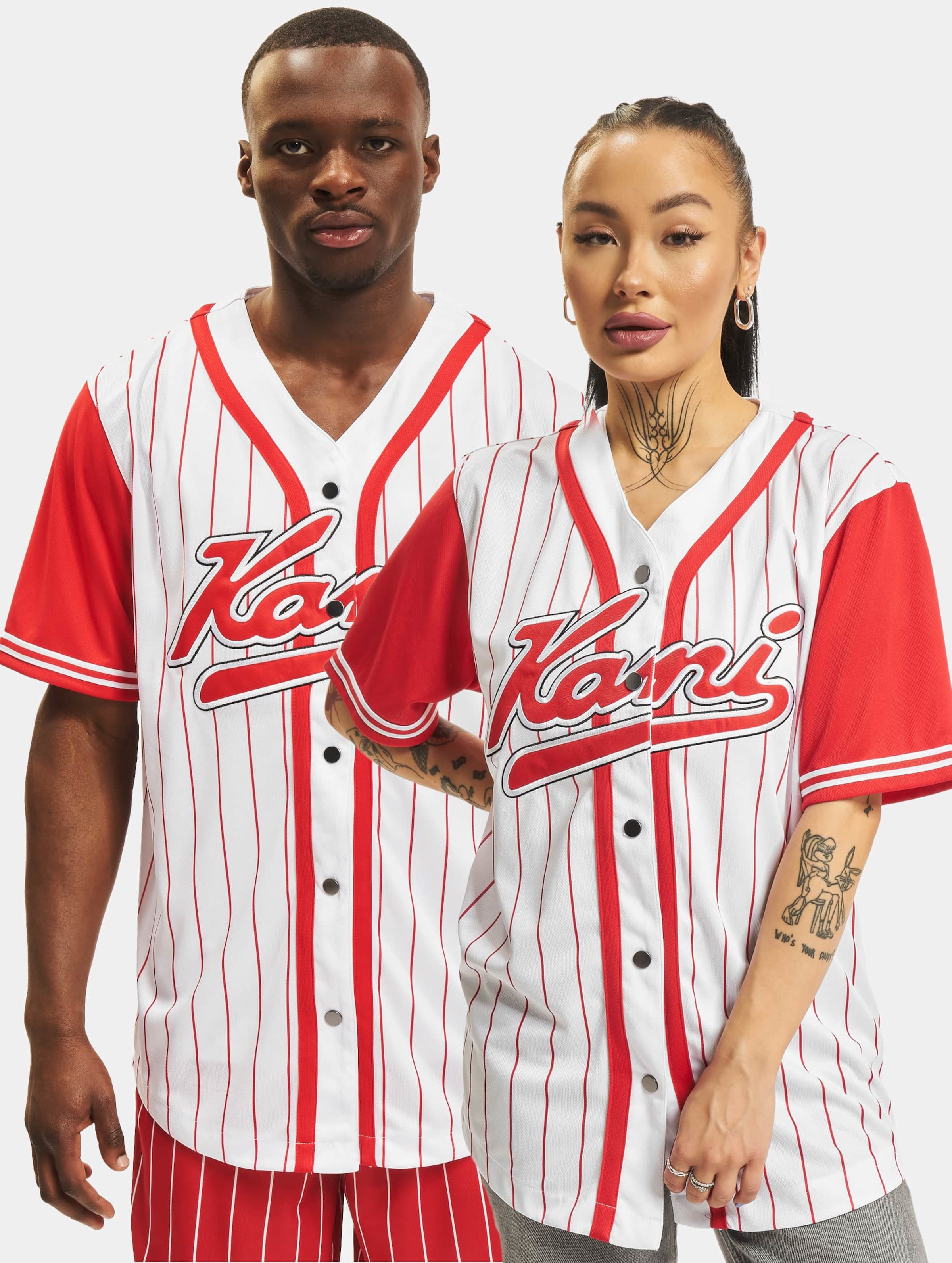 Karl Kani KU222-071-2 Varsity Block Pinstripe Baseball Shirt