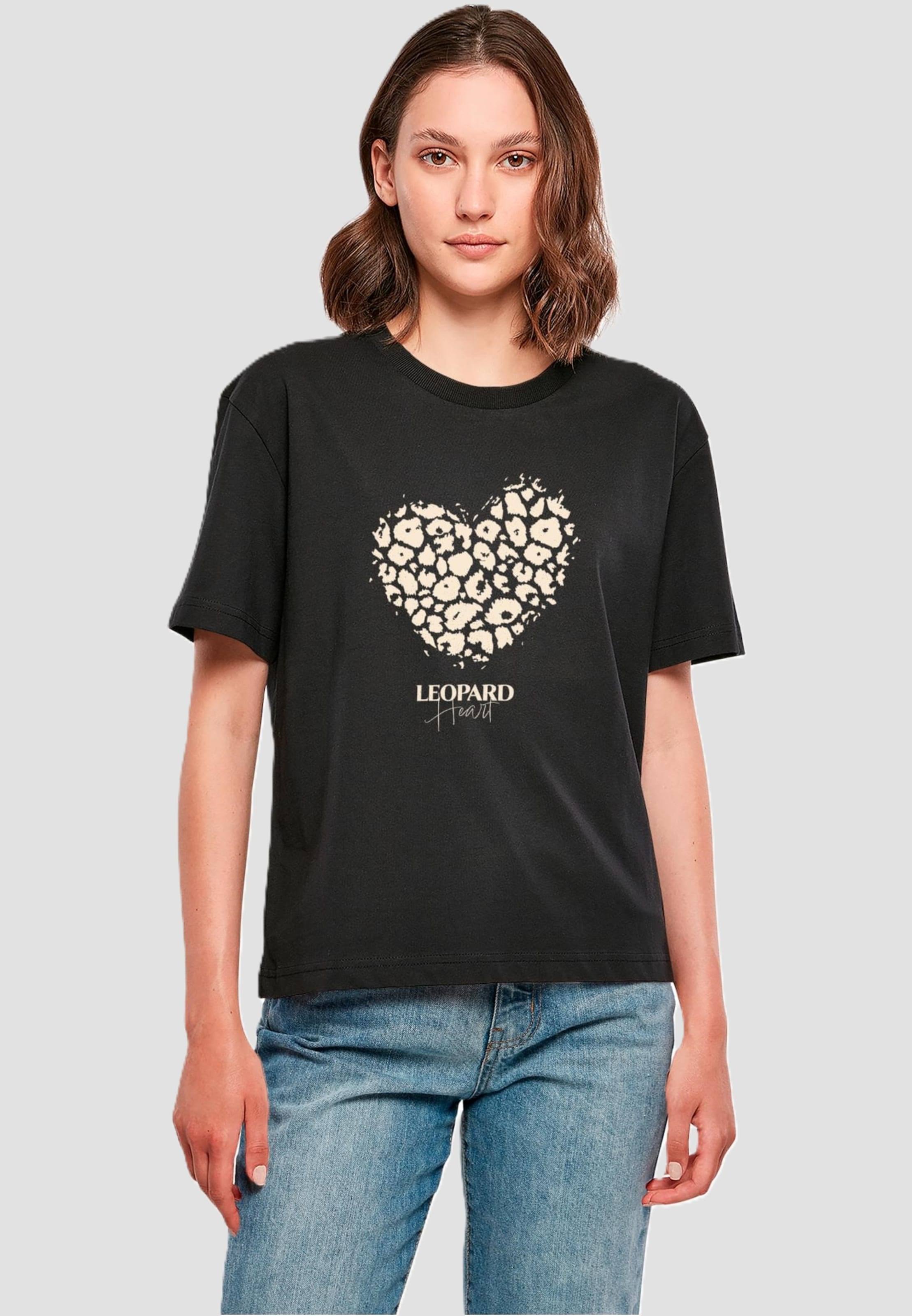 Merchcode Ladies Leopard Heart Everyday Tee