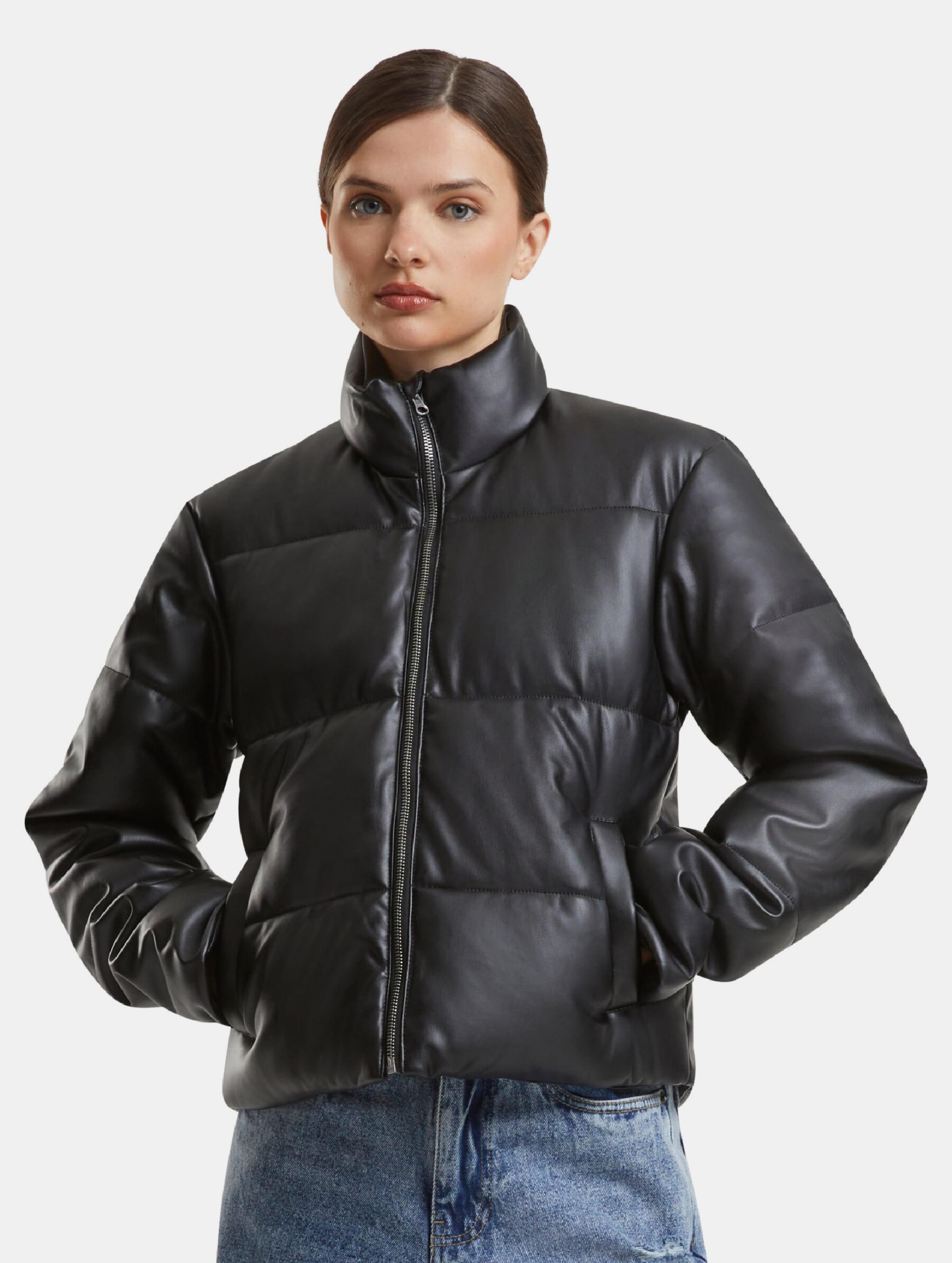 Urban Classics Ladies Synthetic Leather Puffer Jacket