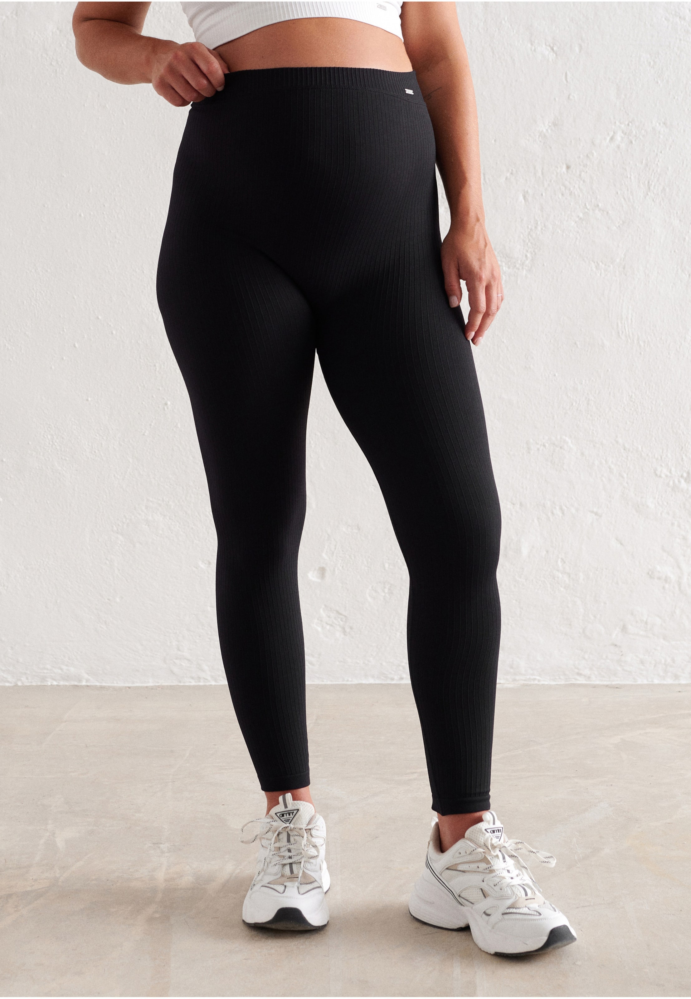 aimn Maternity Ribbed Seamless Tights