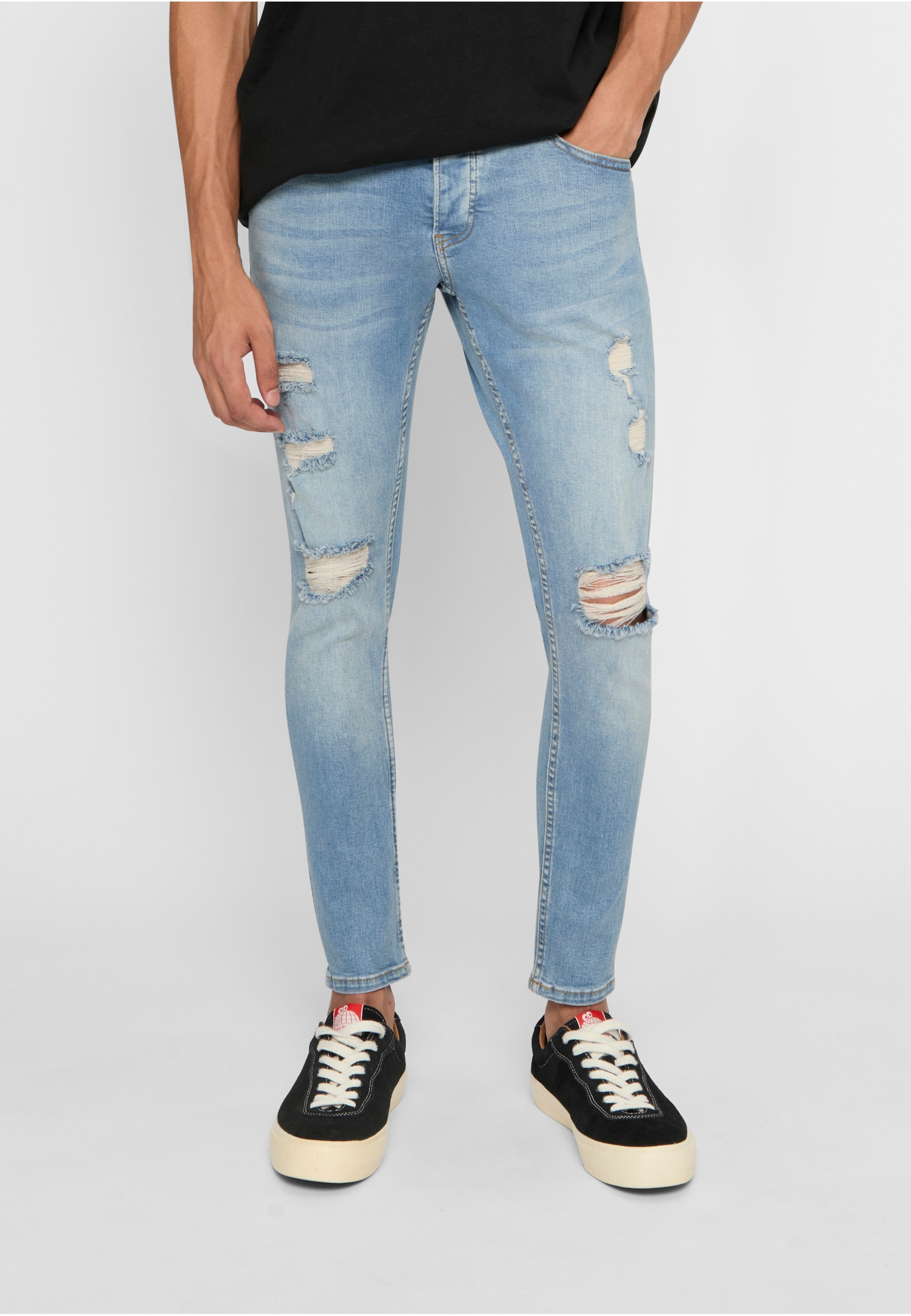 2Y Premium Destroyed Cropped Skinny Fit Denim