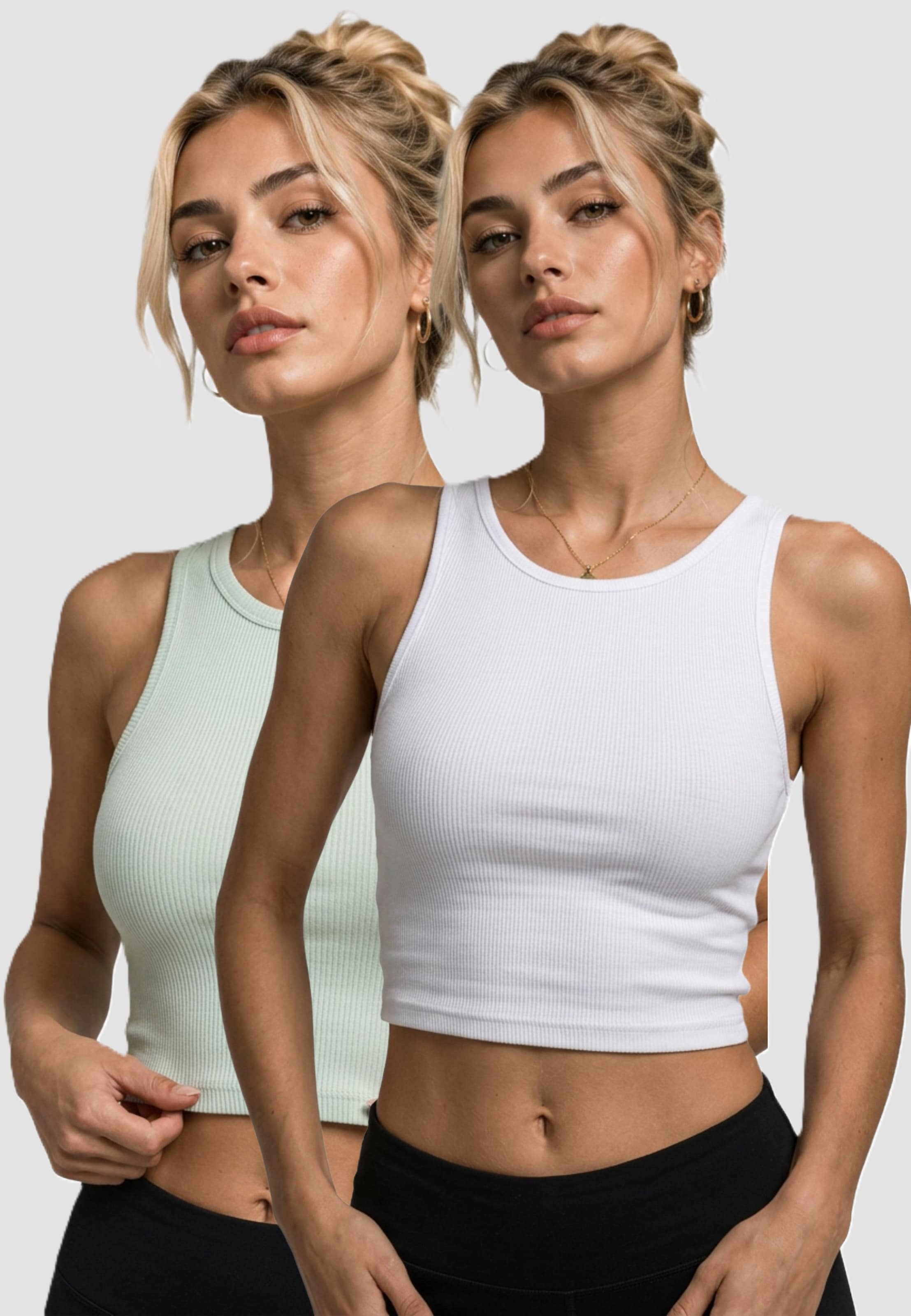 Urban Classics Ladies Cropped Rib Top 2-Pack