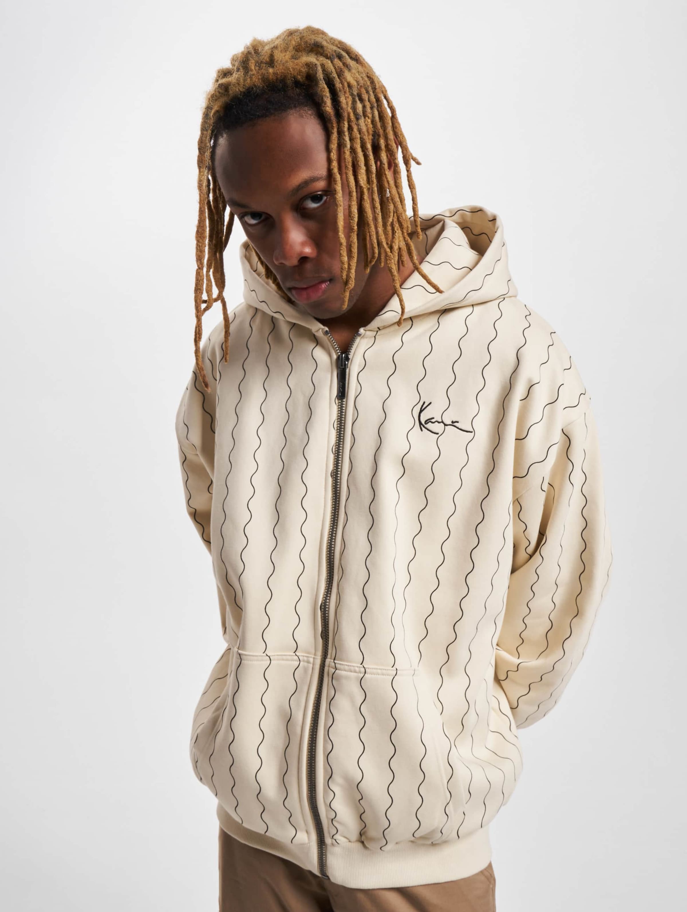 Karl Kani KK Chest Signature Os Ziczac Pinstripe Full Zip Hoodie