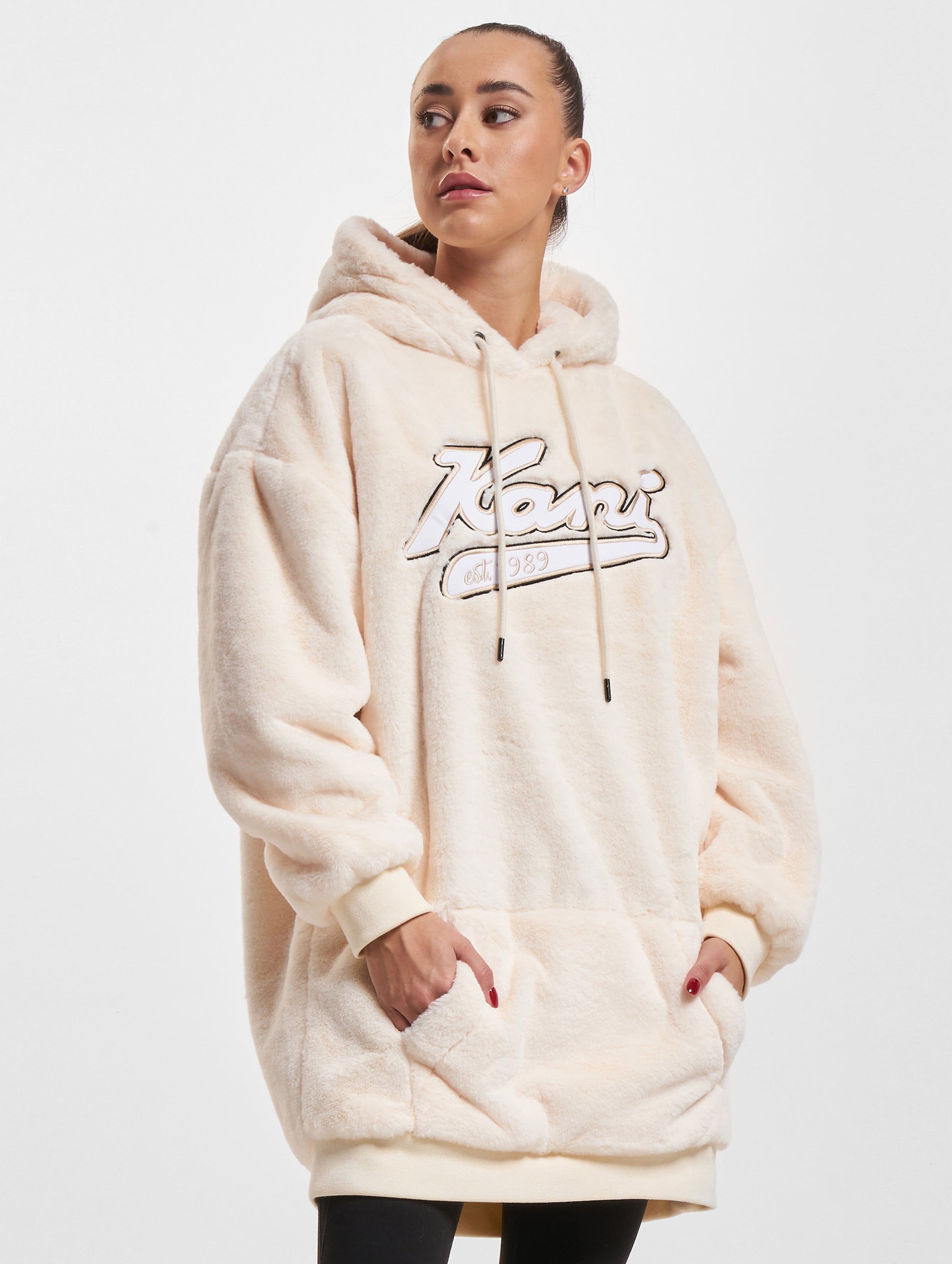 Karl Kani Varsity Vegan Fur Hoodie Dress