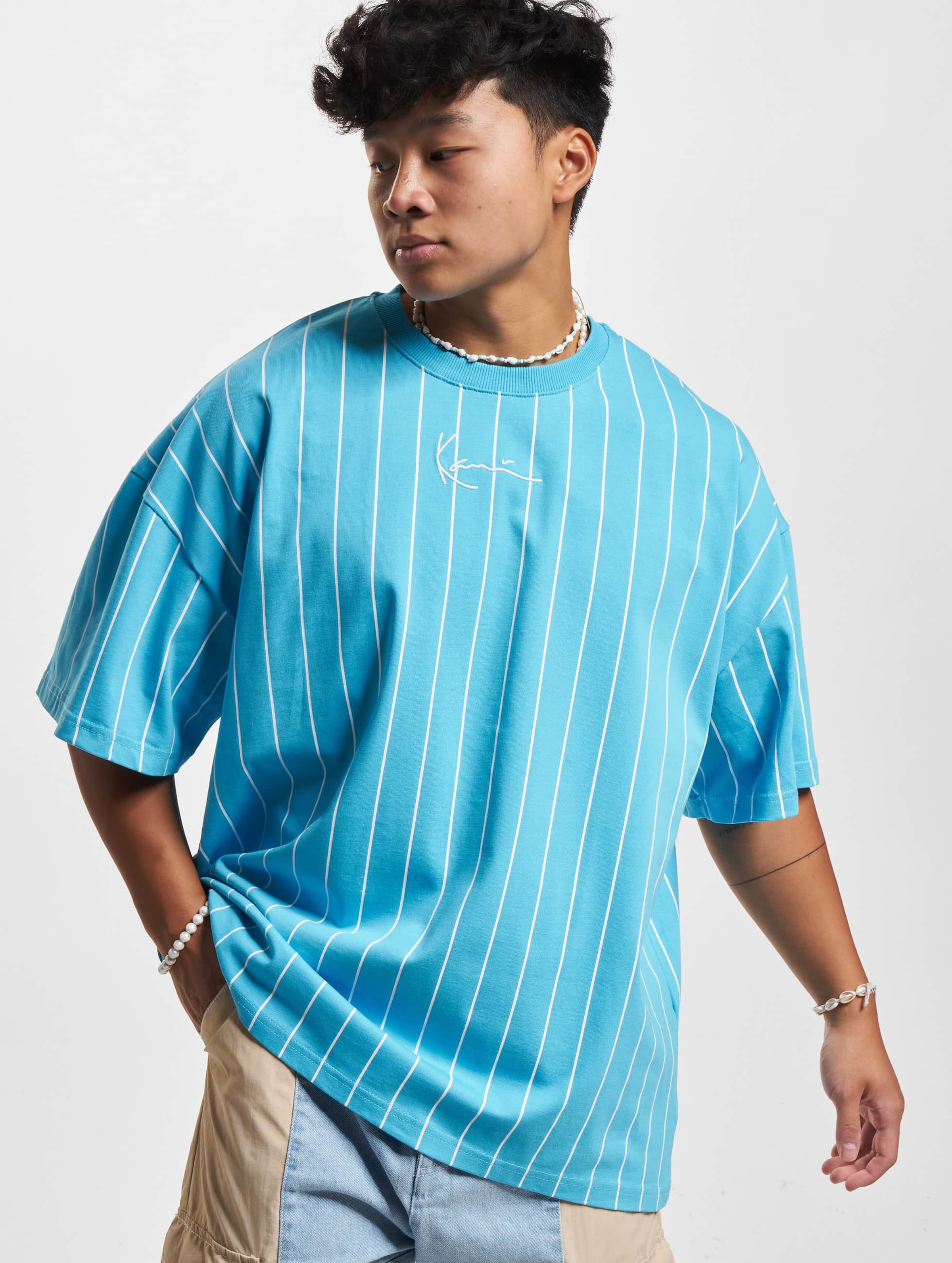 Karl Kani KM232-033-3 KK Small Signature Boxy Heavy Jersey Pinstripe Tee