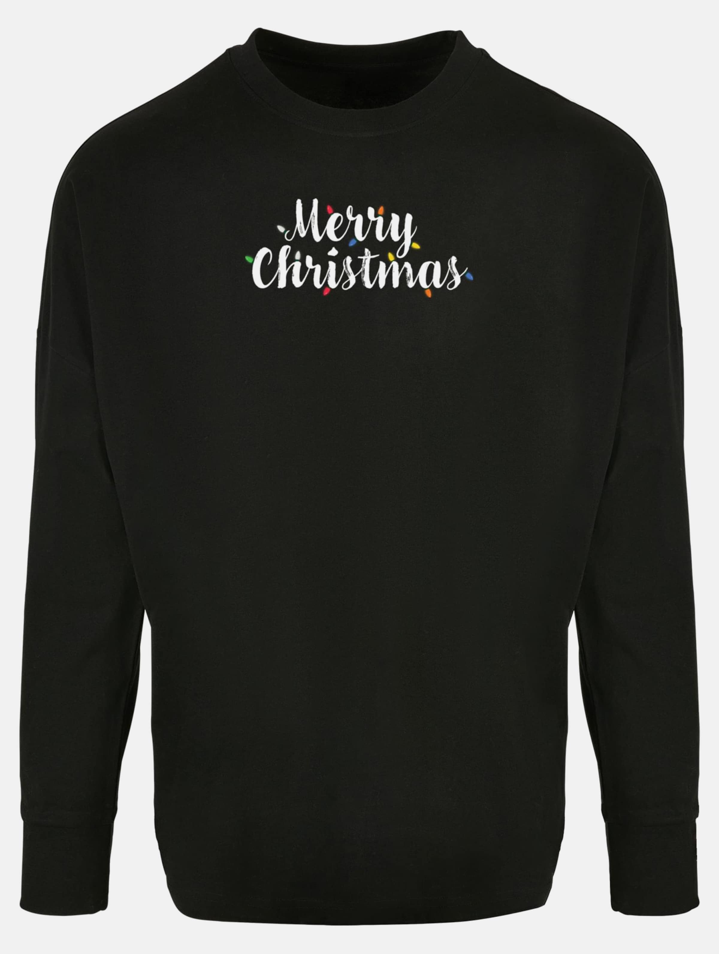 Merchcode POD Merry Christmas Lights Oversized Cut On Sleeve Longsleeve