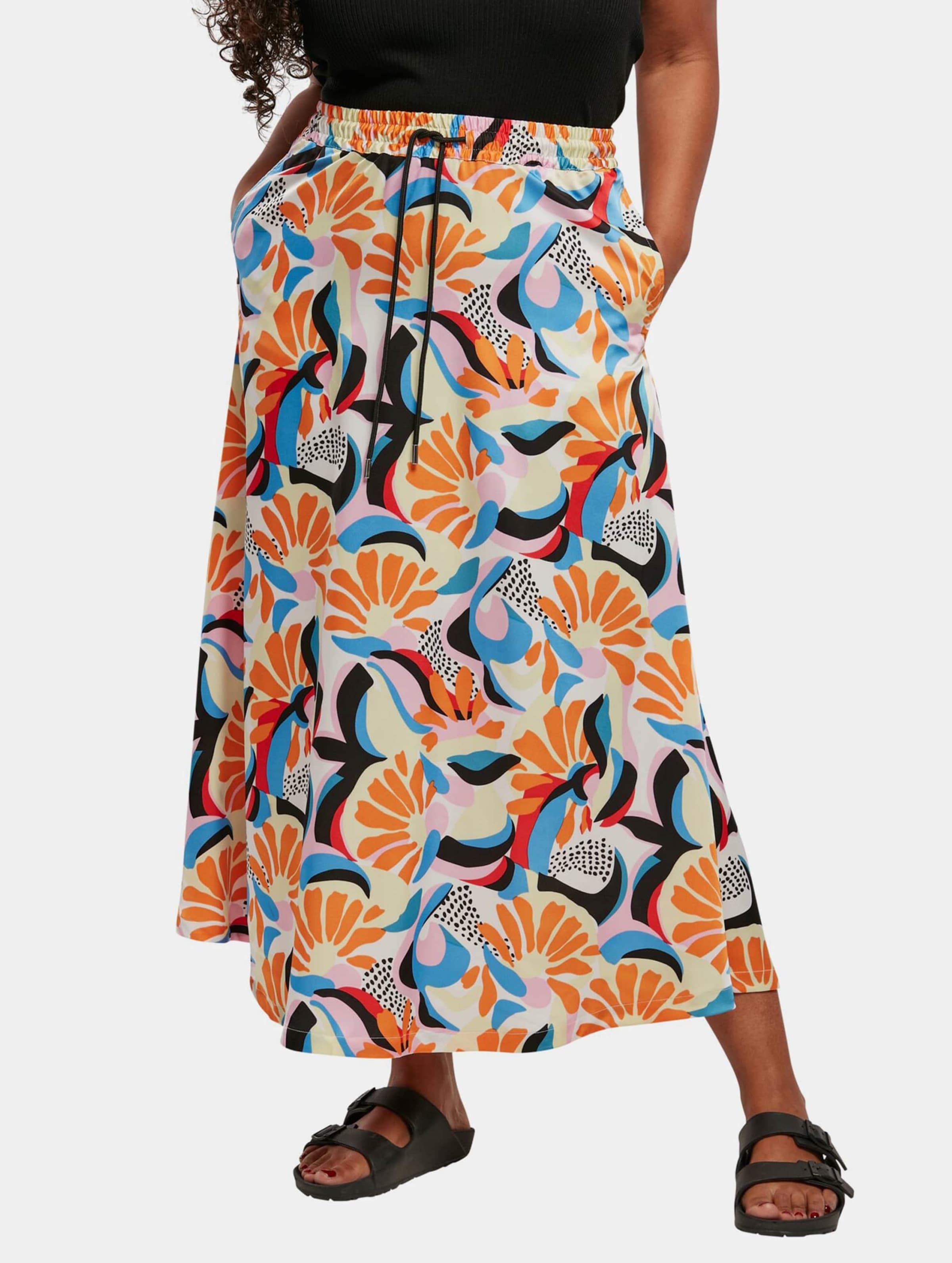 Urban Classics Ladies AOP Satin Midi Skirt
