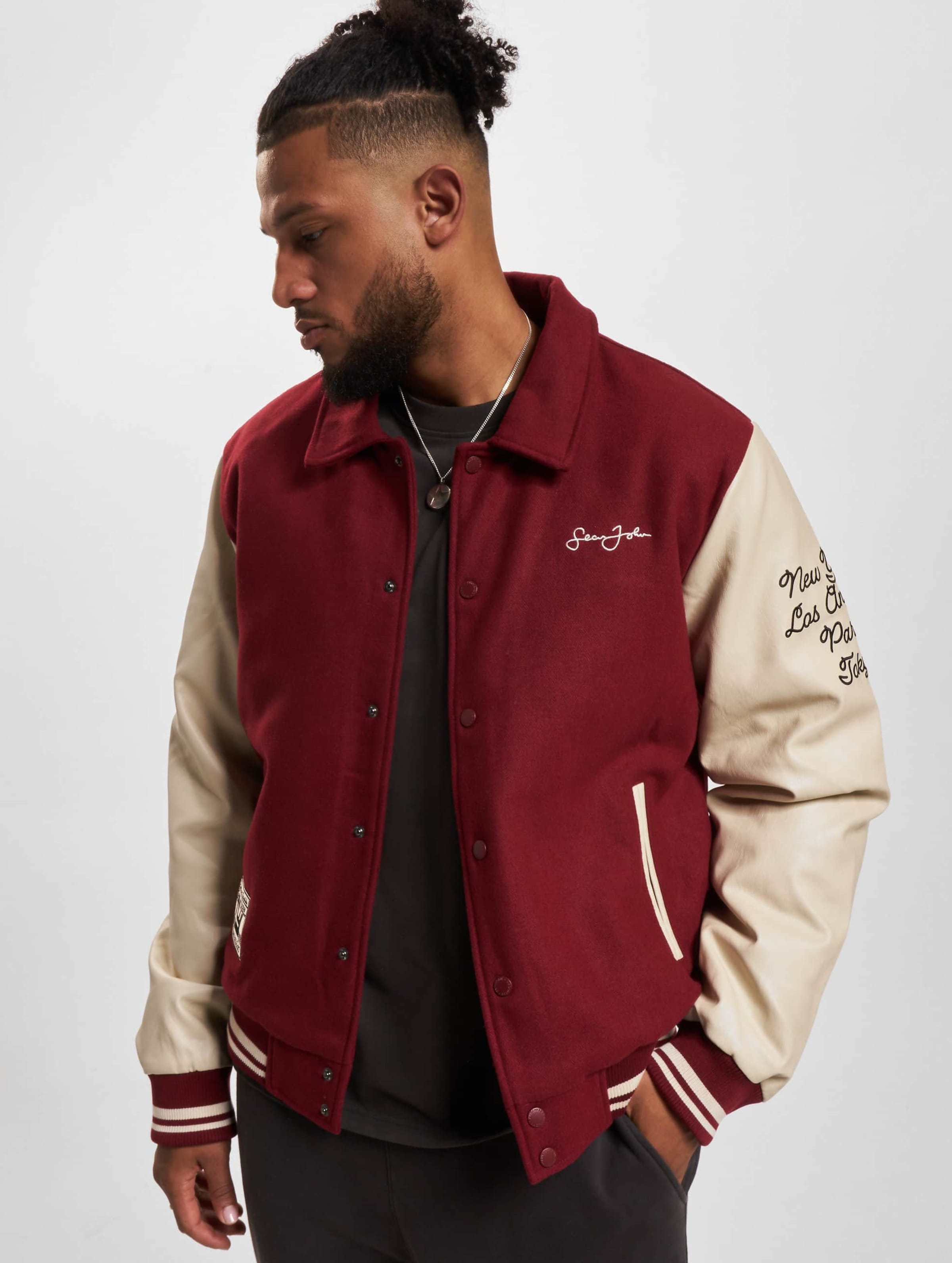 Sean John JM233-023-1 SJ Script Logo Retro Car College Jacket