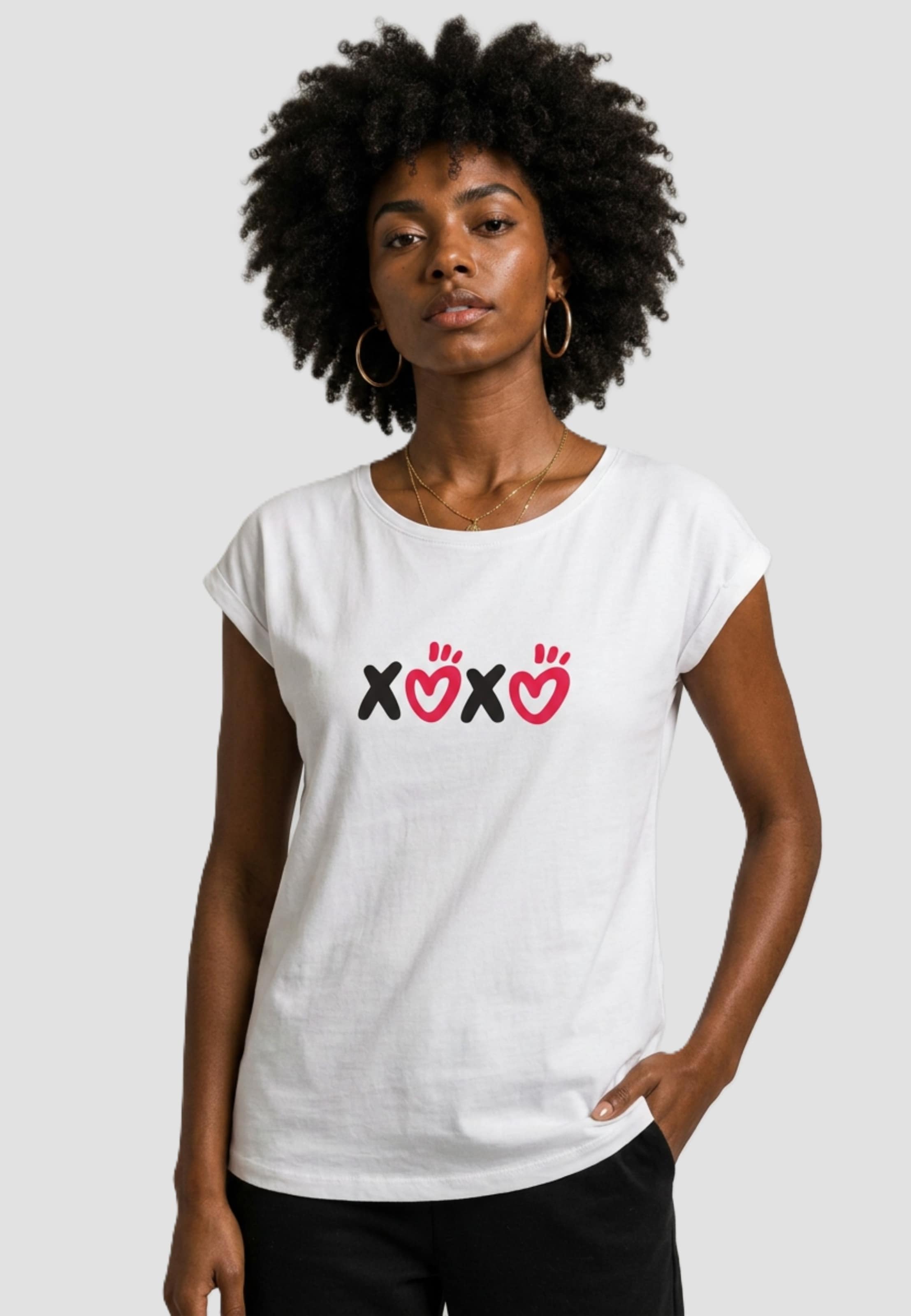 Merchcode POD Ladies Valentines Day - XOXO Extended Shoulder Tee